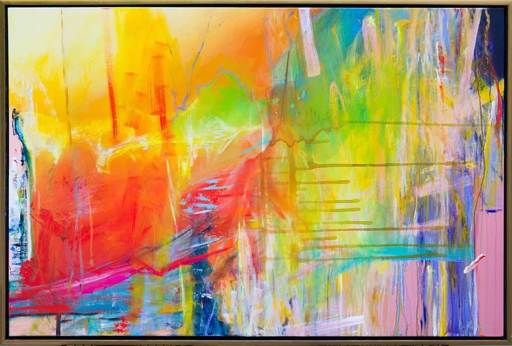 Derek Kaplanのインスタグラム：「Title: ‘No Going Back’  Acrylic paint on cotton canvas 40" x 60" x 1.5"  *sold」