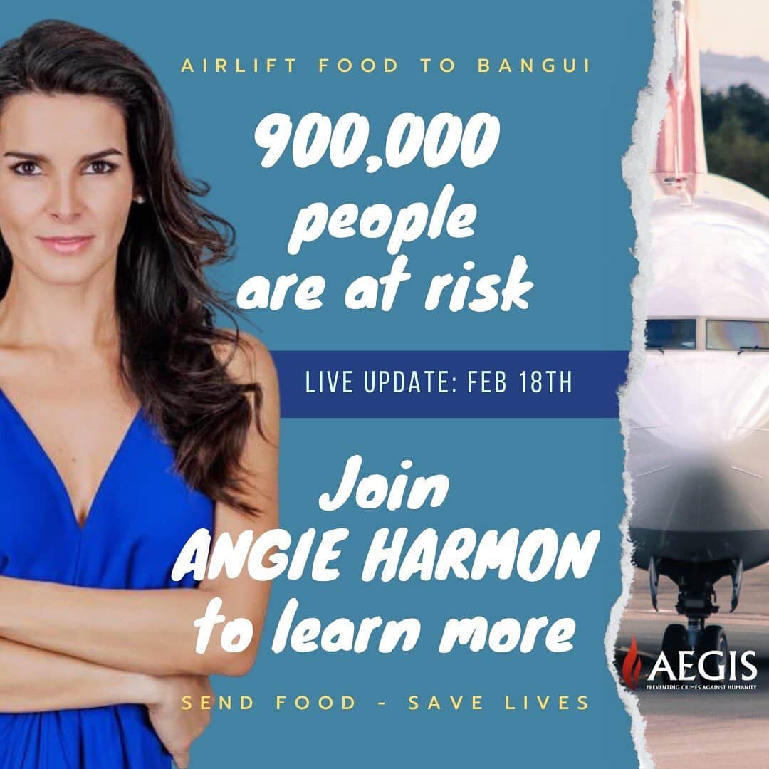 アンジー・ハーモンのインスタグラム：「Imagine Amsterdam under siege. Or San Francisco. Bangui is bigger, & it’s been under siege since January. BOOK NOW to join @Aegis_Trust @Angie_Harmon @greg_vaughan on Thursday for an update on the crisis & how you can enable a food airlift to save lives. https://www.appeals.aegistrust.org/」