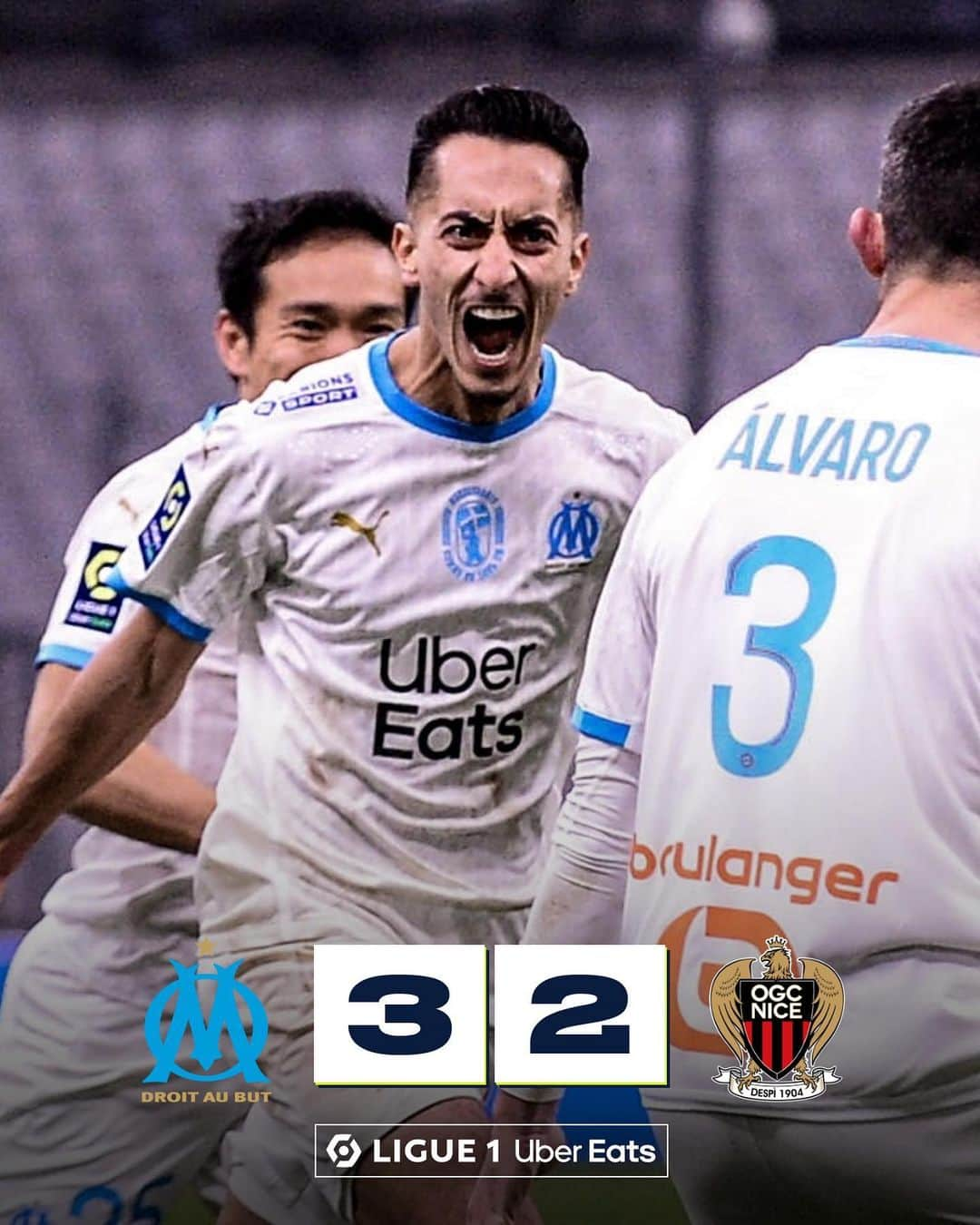 リーグ・アンさんのインスタグラム写真 - (リーグ・アンInstagram)「L’@olympiquedemarseille s’impose dans la douleur face à l’@ogcnice ! (3-2) . #Ligue1UberEats #Marseille #OM #Nice #OGCN」2月18日 6時56分 - ligue1ubereats