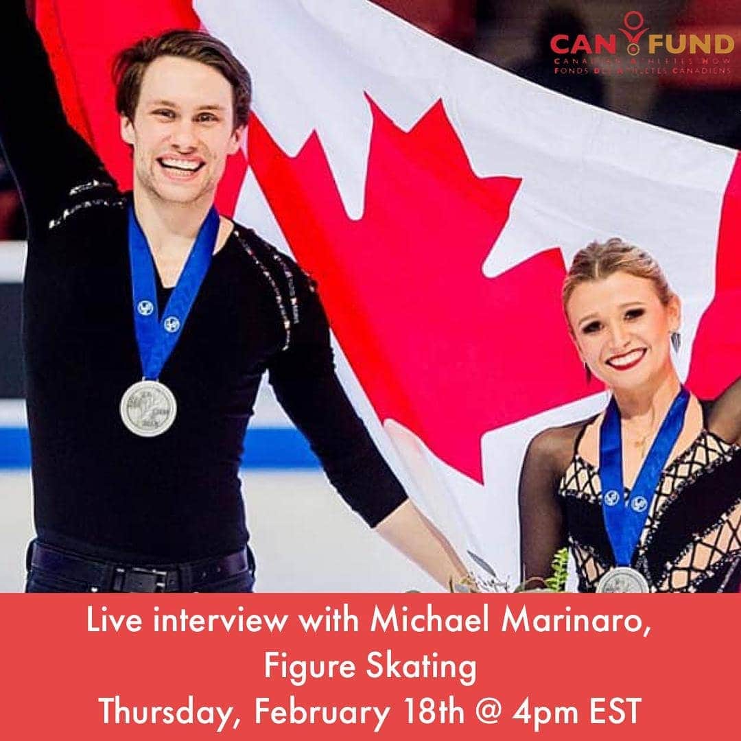 マイケル・マリナロのインスタグラム：「Come hangout live on the @canfund account at 4pm tomorrow! (Thursday the 18th)🤘🤘 . . . #teamcanada #skatecanada #canfund #bejing2022 #1YearOut」