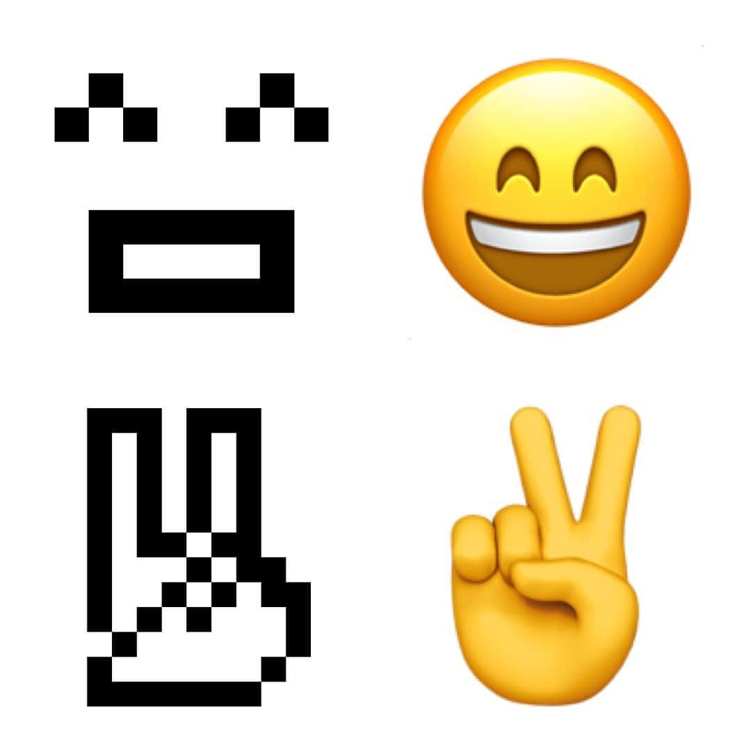 ニューヨーク近代美術館のインスタグラム：「MoMA ❤️ emoji!  Did you know that the first emoji are in our collection?  NTT DOCOMO’s original set of 176 emoji were developed under the supervision of Shigetaka Kurita and released for cell phones in 1999. These 12 x 12 pixel humble masterpieces of design planted the seeds for the explosive growth of a new visual language.  Take a deep dive into emoji's origin and evolution in Martha Shane and Ian Cheney's documentary, The Emoji Story, now screening FREE through March 2 on our website.  Plus, tonight at 7:30 p.m. EST, MoMA members at the Explore category and above are invited to join in a live Q&A with the film’s producer, Jennifer 8. Lee, curator Paola Antonelli, and collection specialist Paul Galloway.  Explore all things emoji in our Stories and at the link in our bio. — From left: 1999 NTT DOCOMO emoji; 2016 iOS emoji #MoMACollection #emoji @emojistorydoc @paolaantonelli @jenny8lee @sigekun」