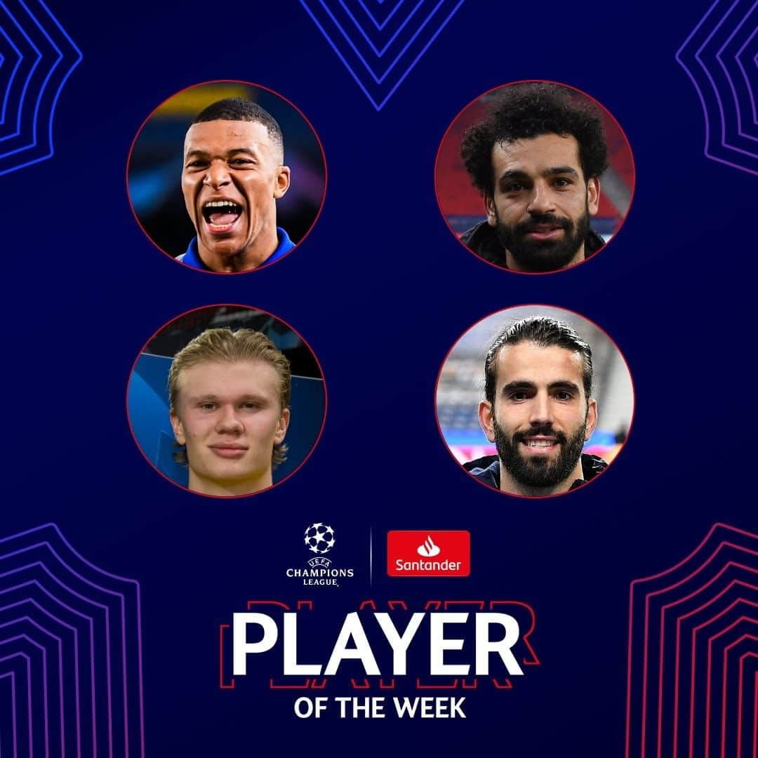 UEFAチャンピオンズリーグさんのインスタグラム写真 - (UEFAチャンピオンズリーグInstagram)「🔝 Who gets your vote?   🌟 Kylian Mbappé 🌟 Mohamed Salah 🌟 Erling Haaland 🌟 Sérgio Oliveira  #UCL #UCLPOTW @footballsantander」2月18日 8時28分 - championsleague