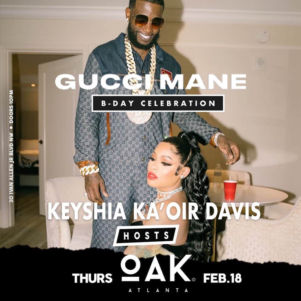 グッチ・メインのインスタグラム：「If you in Atlanta come party wit me for my bday celebration hosted by @keyshiakaoir 🥶🥶 Thursday Feb18th  #New1017」