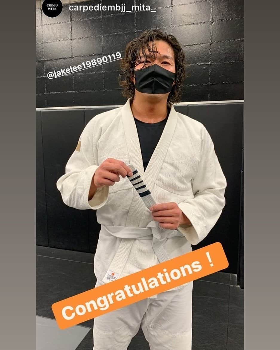 ジェイク・リーのインスタグラム：「あと少しで青帯、そしてあのスニーカーが履ける👟  そして今日は新木場大会18時開始！」