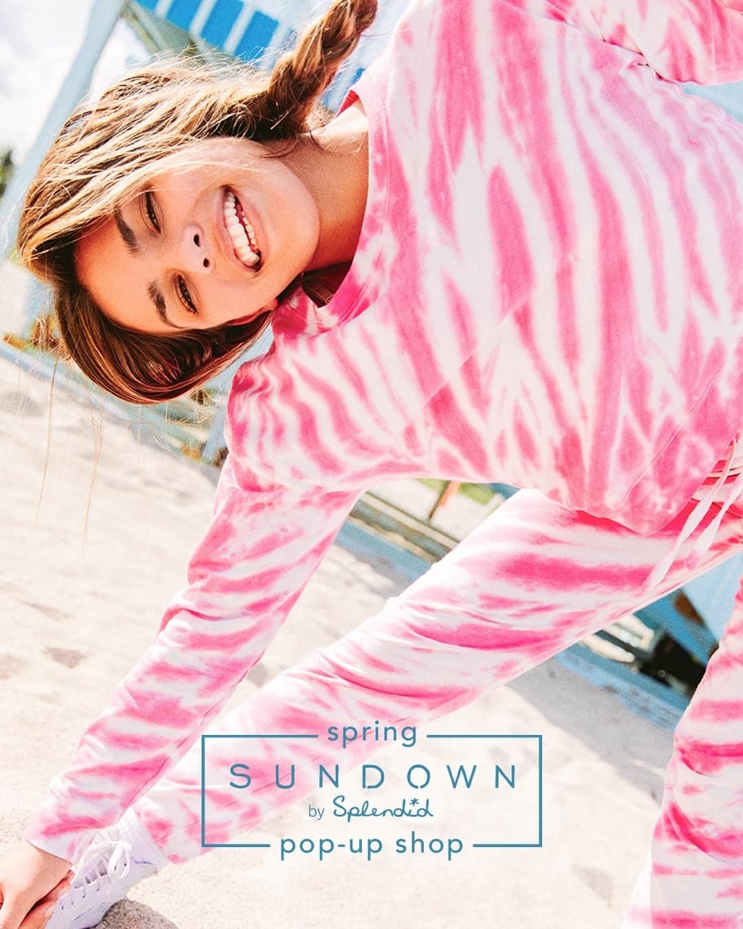 のインスタグラム：「Our sister brand @sundownbysplendid is BACK 🙌Think soft loungewear (+ fun scrunchies!) for the crop top-loving younger gal (or the young at heart)! Shop the pop-up with link in bio, now open💕」