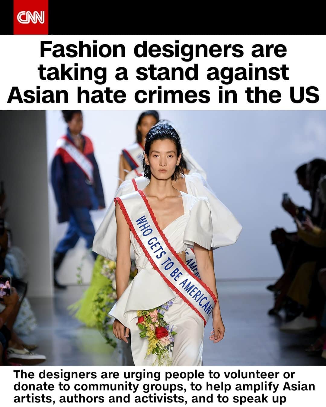 CNNさんのインスタグラム写真 - (CNNInstagram)「Following a wave of anti-Asian hate crimes taking place in the US, prominent figures in the fashion industry are coming together to share their personal experiences of racism and to raise awareness using the hashtag #StopAsianHate. They’re urging people to volunteer or donate to community groups, to help amplify Asian artists, authors and activists, and to speak up. "I ask you as a fellow American, a fellow human being. Will you stand with me, will you stand with us, your fellow Americans, Asian Americans, to stop Asian hate?” designer @therealphilliplim said on Instagram.⁠ ⁠ For more, tap the link in our bio and follow @CNNStyle. ⁠ ⁠ (📸: Mike Coppola/Getty Images)⁠」2月18日 10時04分 - cnn