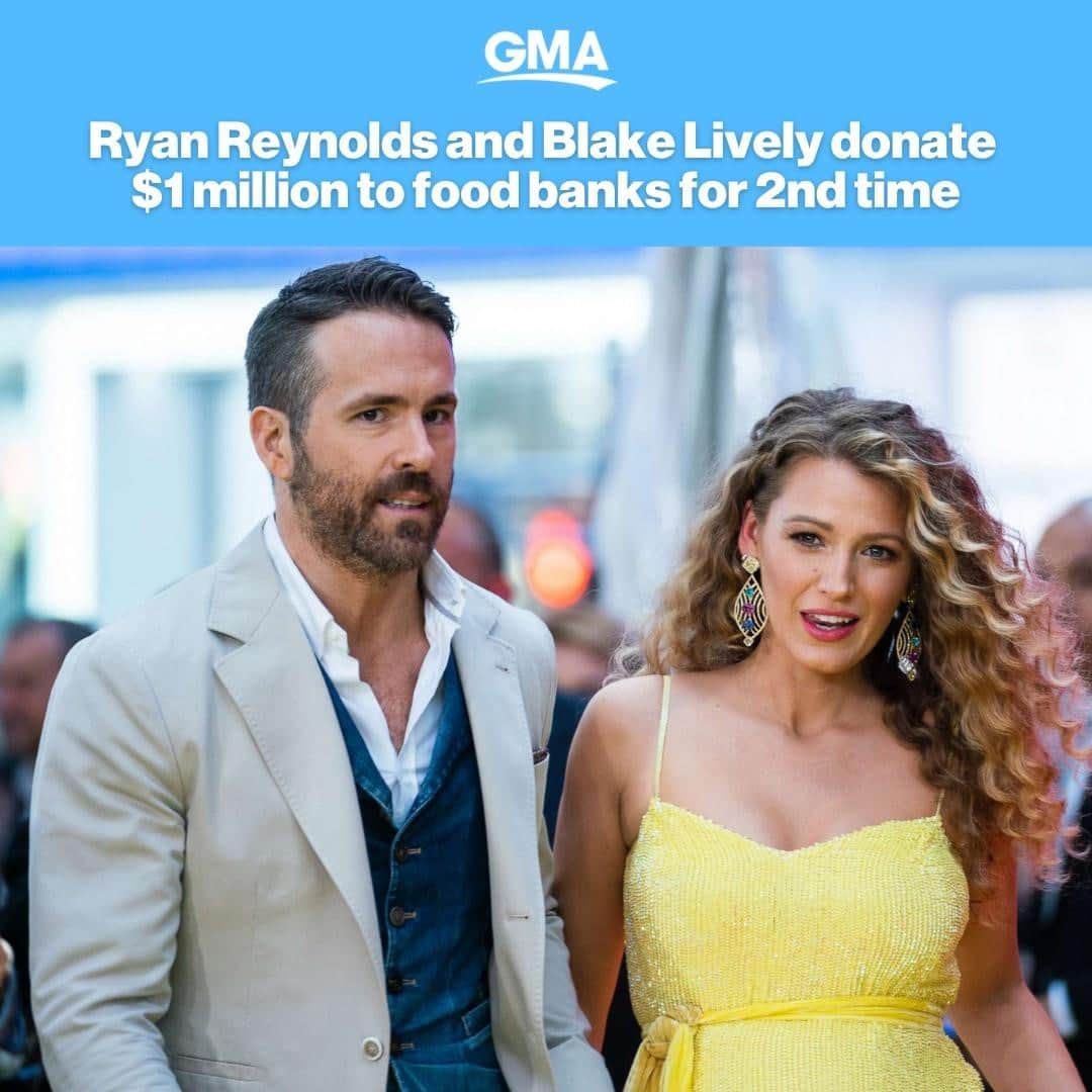 Good Morning Americaさんのインスタグラム写真 - (Good Morning AmericaInstagram)「#RyanReynolds and #BlakeLively have made a generous donation to food banks for the second time during the global COVID-19 pandemic. LINK IN BIO.」2月18日 10時08分 - goodmorningamerica