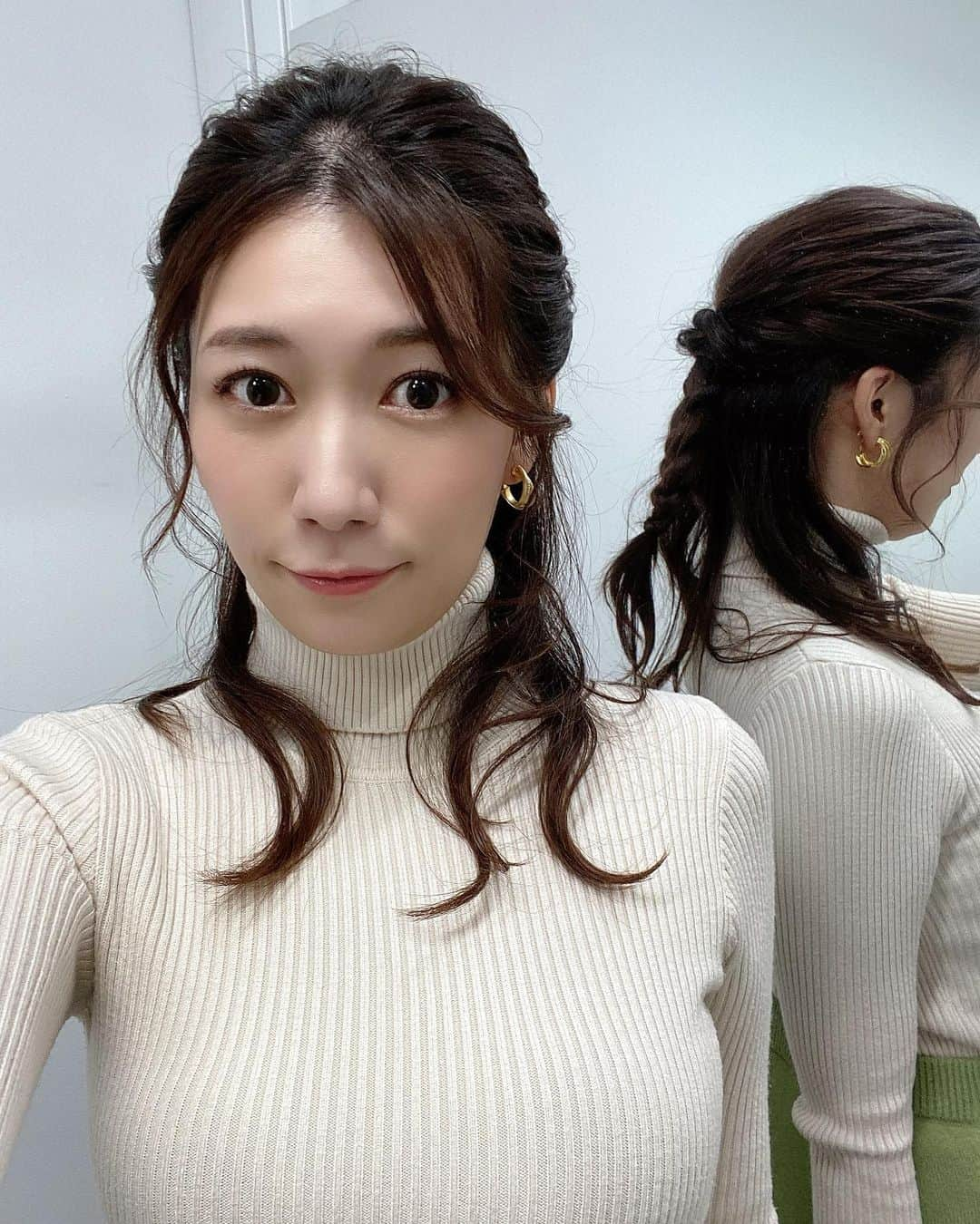 穂川果音さんのインスタグラム写真 - (穂川果音Instagram)「hair style  ハーフアップだよ♪  #ゆる巻き #ハーフアップ #hairstyle #hairarrange #イヤリング　#アベプラ 　#ハーフアップアレンジ　#earrings」2月18日 10時59分 - hokawakanonn