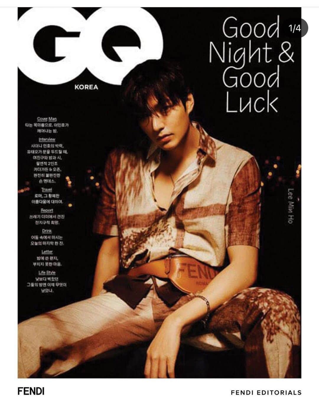 Fendiのインスタグラム：「New-season neutrals. @actorleeminho wears the #FendiSS21 total look and accessories on the cover of @gq_korea. #FendiEditorials #LeeMinHo  Talent: @actorleeminho Photographer: Jong Ha Park  Fashion Editor: Na Na Park  Stylist: Hye Jin Jung  Hair: Min Lee Make-up: Lee Seul Lee」