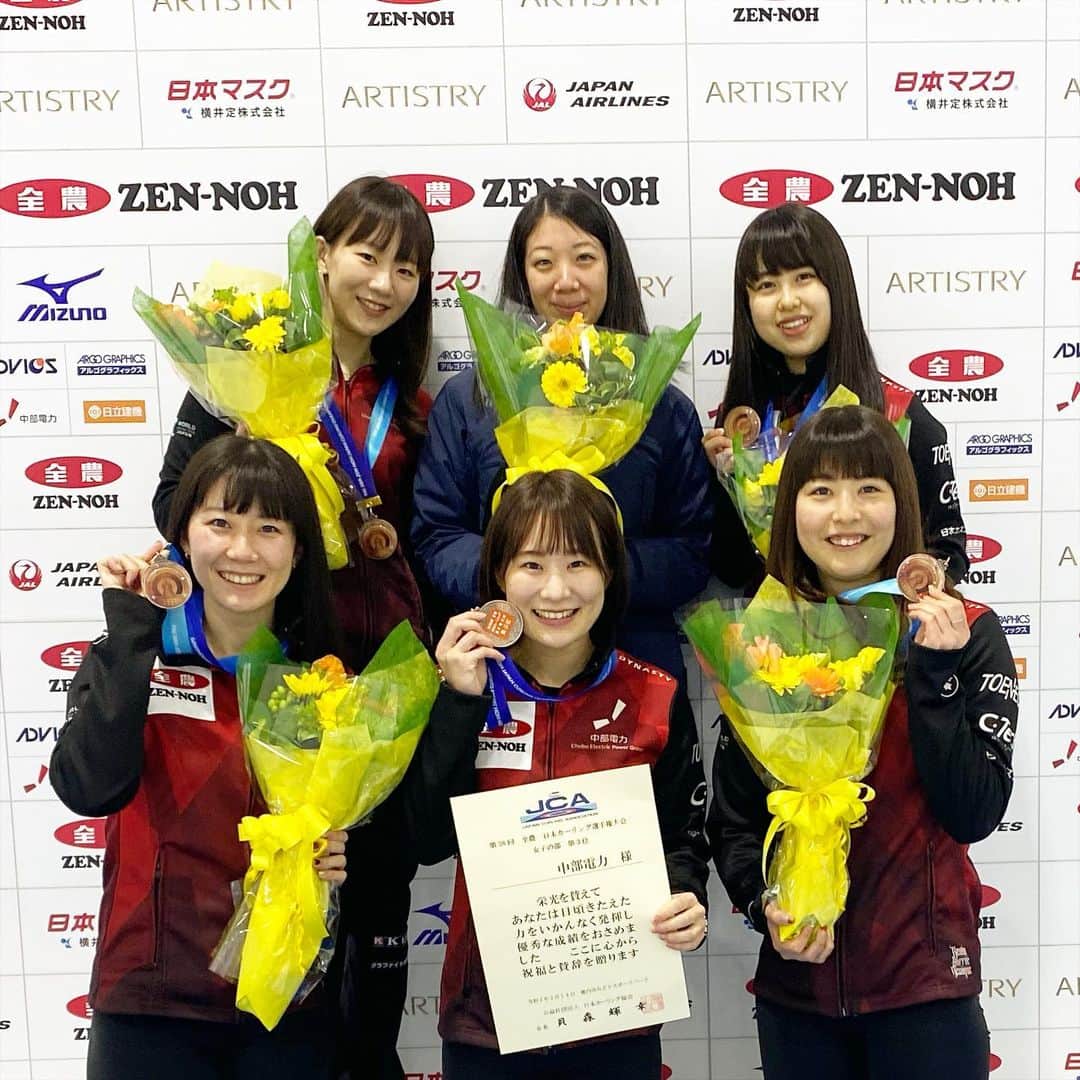 北澤育恵のインスタグラム：「＊ 日本選手権3位で終わりました🥉 まずは、コロナの中でも関係者の方々のお陰で大会が開催できた事にとても感謝しています！ またファンの方々、会社の方々の沢山の応援メッセージとても私たちのパワーになりました💪ありがとうございました！ 悔しい気持ちもありますが、まだまだ試合の経験が足りないと感じさせられる大会でした。 負けから学ぶものは本当に多くあると思います。 また次に向けて、もっと強くなってまた皆さんにいいプレーや、レベルの高い試合を見せられるように頑張りたいと思います！！！！ . 👀これからも応援よろしくお願いします👀 . . そして、優勝したコンサドーレ、北海道銀行さんおめでと〜ございます👏👏👏 . ☆☆☆☆☆☆☆☆☆☆☆☆☆☆☆☆☆☆☆☆☆☆☆☆☆☆☆ また来週にはミックスダブルスの日本選手権があります！！ペアはなんと最強両角コーチです🐼 さらに、チームからボスの千秋さん、小さな中嶋も出場します⭐️楽しくなりそうですね！ こちらも応援よろしくお願いします😉 . #instasports#instagood #日本カーリング選手権大会 #カーリング#curling #中部電力カーリング部 #チーム#コーチ#スタッフ#トレーナー #みんなありがとう⭐️」
