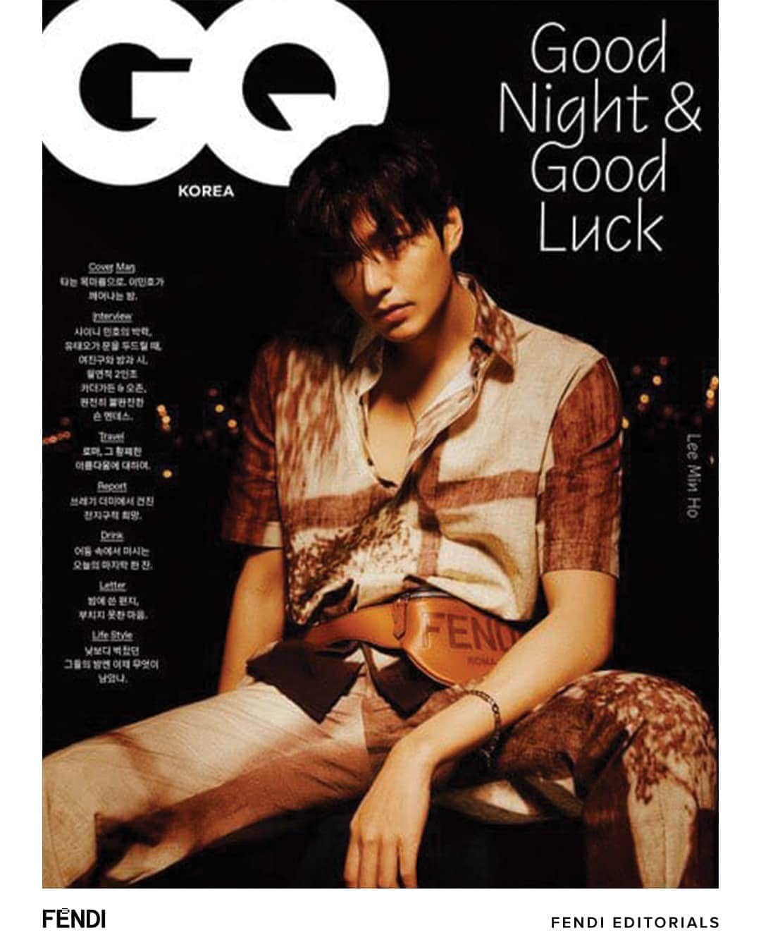 Fendiのインスタグラム：「New-season neutrals. @actorleeminho wears the #FendiSS21 total look and accessories on the cover of @gq_korea. #FendiEditorials #LeeMinHo  Talent: @actorleeminho Photographer: Jong Ha Park  Fashion Editor: Na Na Park  Stylist: Hye Jin Jung  Hair: Min Lee Make-up: Lee Seul Lee」
