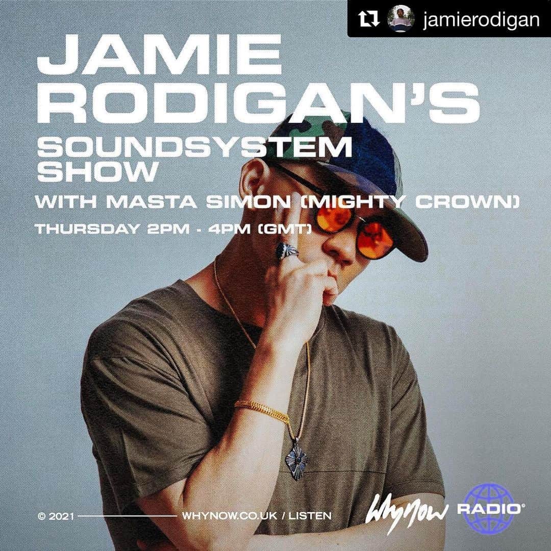 mastasimonのインスタグラム：「日本時間23時！！！イギリスのラジオに出ます！ミックスも有り！ ・・・ Live on @whynowworld at 2pm GMT today .. in conversation with a true legend of Soundsystem culture @mastasimon from @mightycrown 🇯🇵   Tune in -> whynow.co.uk/listen #mightycrown」