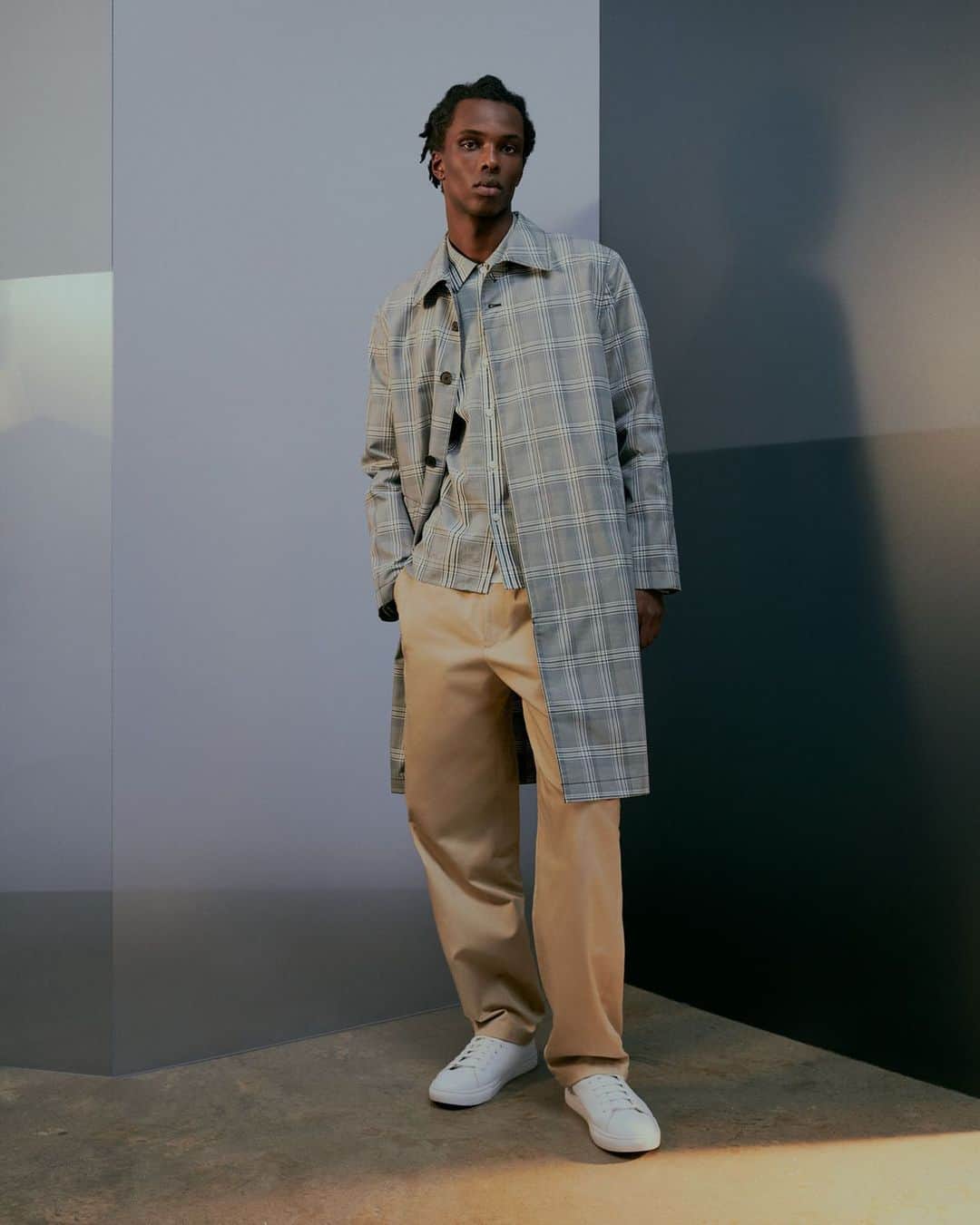 Club Monacoのインスタグラム：「Classic silhouettes, like the Patterned Mac Coat and the Long Sleeve Standard Shirt are updated with hits of pattern, meant to be mixed and matched.」
