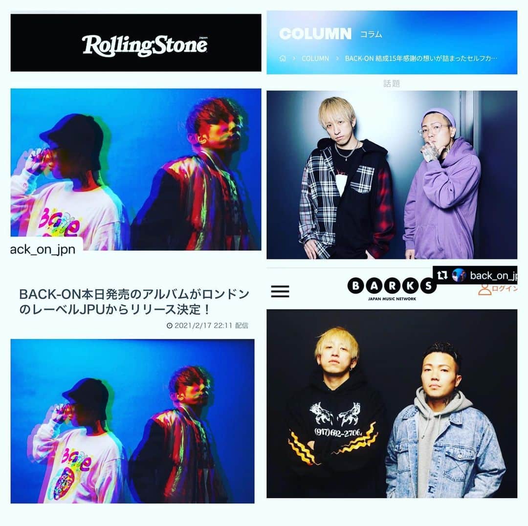 のインスタグラム：「今週、 本隊のBACK-ONのアルバムが発売&ダウンロードが開始したのと、 久々のEU盤リリースも決定しました！！  そして、 ありがたい事に各社でインタビュー記事が掲載されてます。 15年を振り返り、包み隠さず語ってるので 是非チェックしてください！  #backon #kenji03 #teeda #hiyunk #compressor #trackmaker #songwriter  #rolingstone #barks #jpurecords」