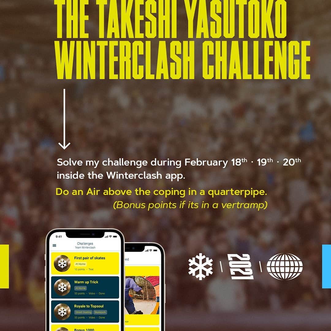安床武士のインスタグラム：「My @winterclash_official challenge!!  “Do an air above the coping in a quarter pipe” 🔥Bonus points if it’s in a vert ramp🔥  Let’s do this🙌 Thank you for great opportunity Winter Clash!!  毎年オランダで開催されている世界大会が今年はアプリを使って色んなライダーから出題されるお題をクリアしてポイントを稼いで、そのトータルポイントで勝負をする形式で開催！  このアイデアめちゃくちゃ面白い。 話を頂いた瞬間に参加するのを決めました。 コロナの中から生まれた新しい可能性！  日本語での説明は @senaramp さんにて紹介されているのでぜひチェックとご参加を👍 チームという表記ですが、1人でもチーム作って参加できますので！  #winterclash」