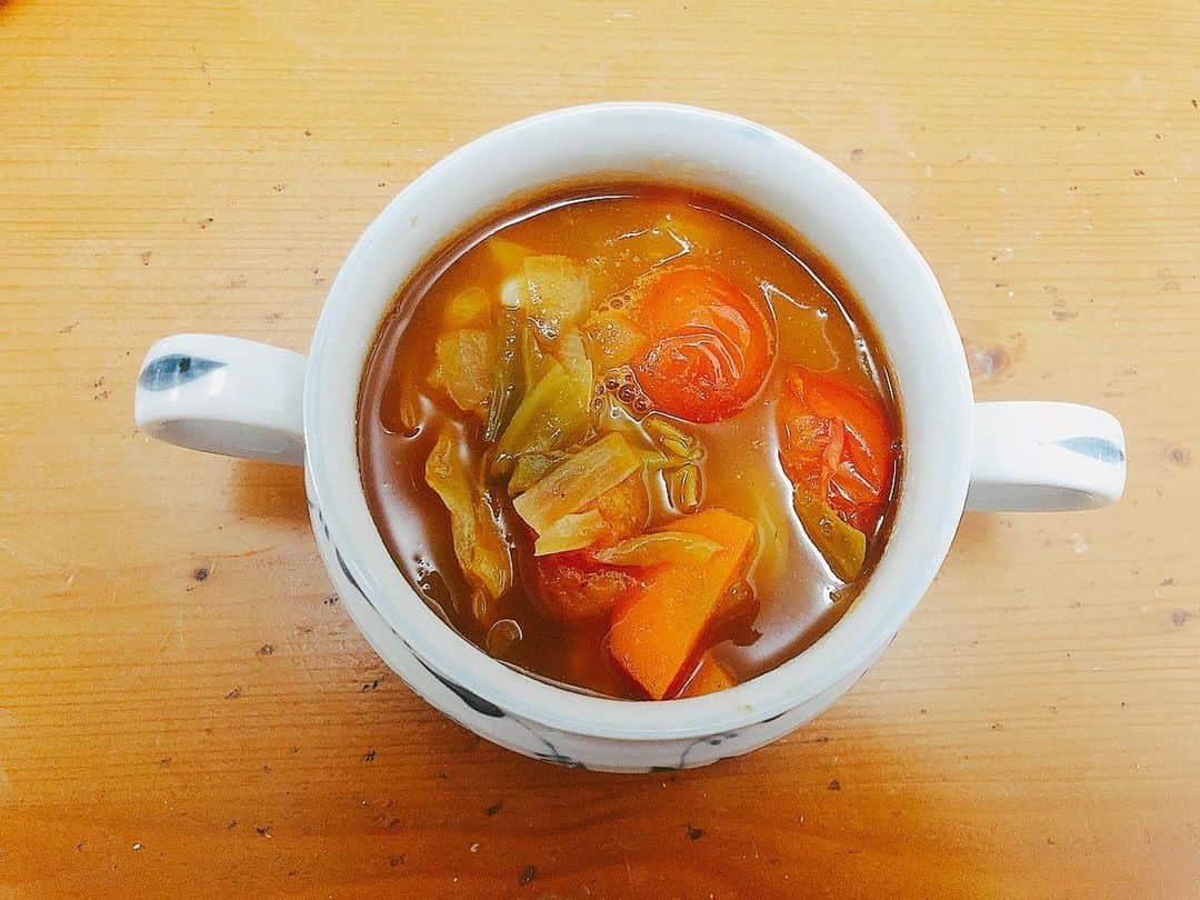 のインスタグラム：「@tannakogentomato  トマトとジュースを使ってミネストローネを作りました✨栄養満点💯　　  #ミネストローネ #丹那高原トマト🍅」
