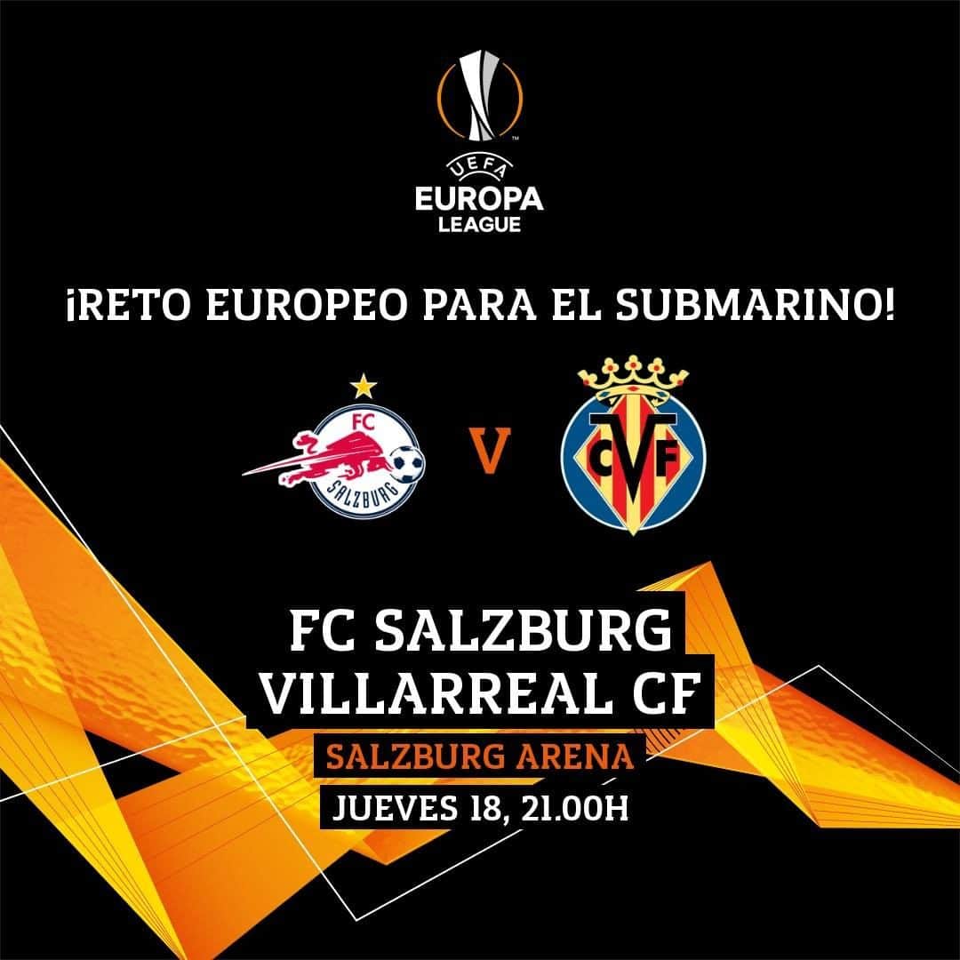 のインスタグラム：「¡Regreso a Europa para el Submarino 💪!  🆚 @redbullsalzburg 🏆 @europaleague 🗓 Dieciseisavos de final (ida) ⌚ 21.00h 🏟 Salzburg Arena 📺 @movistarplus 📱 #uel  .  The Submarine are back in European action💪!  🆚 @redbullsalzburg 🏆 @europaleague 🗓 Round of 32 (first leg) ⌚ 9pm CET 🏟 Salzburg Arena 📱 #uel   #Villarreal #futbol #football #soccer」
