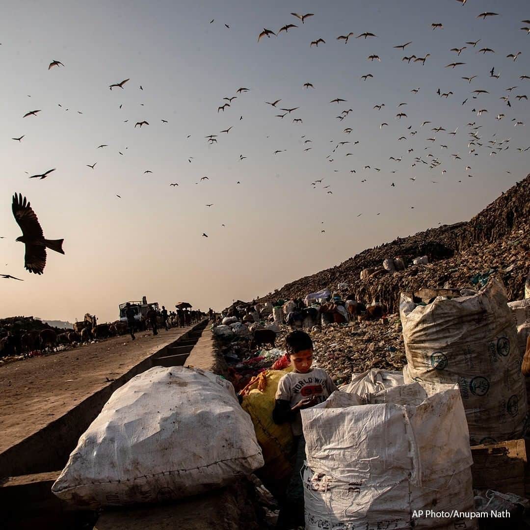ABC Newsさんのインスタグラム写真 - (ABC NewsInstagram)「Imradul Ali, 10, center, looks for recyclable material at a landfill on the outskirts of Gauhati, India. Once school is done for the day, Ali, rushes home to change out of his uniform so that he can start his job as a scavenger in India’s remote northeast. Coming from a family of scavengers or “rag pickers," Ali started doing it over a year ago to help his family make more money. Ali says he doesn’t want to spend his life doing this, but he doesn’t know what the future holds. #india #poverty」2月18日 18時00分 - abcnews