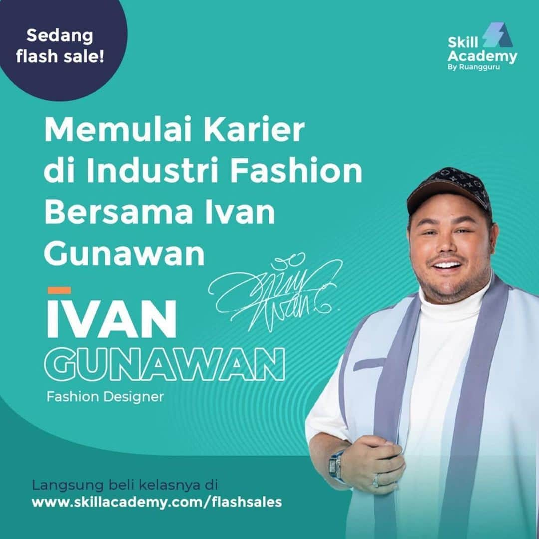 Ivan Gunawanさんのインスタグラム写真 - (Ivan GunawanInstagram)「・・・ Yang mau jadi Fashion Designer mana suaranya? Yang ngefans banget sama Ivan Gunawan juga manaaa suaranya? Ayo, kumpul di sini!  Buat kamu yang passionate banget dengan dunia fashion design, pasti setuju kalo Ivan Gunawan inspiring banget! Walaupun dikenal sebagai fashion designer otodidak, karya-karyanya udah nggak perlu diragukan lagi. Geser aja postingan di atas sampe abis, banyak banget kan prestasi yang berhasil ditorehkan di industri fashion?  Makanya, tunggu apa lagi? Yuk, ikuti kelas "Memulai Karier di Industri Fashion" bersama @ivan_gunawan di Skill Academy. Psst..mumpung lagi flash sale dan ada tambahan diskon spesial! Langsung serbu kelasnya di www.skillacademy.com/flashsales ya!  #SkillAcademybyRuangguru #SkillAcademy #FashionDesigner #Designer #IvanGunawan」2月18日 20時47分 - ivan_gunawan