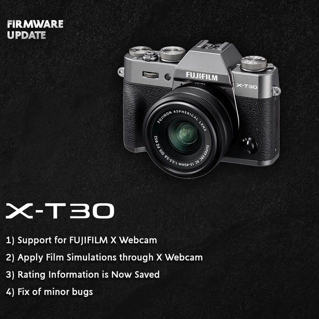 FUJIFILM INDONESIAさんのインスタグラム写真 - (FUJIFILM INDONESIAInstagram)「Kabar yang ditunggu tunggu para pengguna FUJIFILM akhirnya datang juga!  Fujifilm meluncurkan firmware update terbaru untuk seri kamera X100V, X-PRO3, dan X-T30. Pembaruan firmware ini membawa kemajuan pada teknologi kamera, kompatibilitas dengan Fujifilm X-Webcam, dan juga kemampuan untuk mengaplikasikan Film Simulation pada X-webcam pada seri kamera X100V dan juga X-T30.  Untuk informasi lebih lanjut silahkan mengunjungi tautan berikut ya X-100V: https://fujifilm-x.com/global/support/download/firmware/cameras/x100v/  X-Pro3:https://fujifilm-x.com/global/support/download/firmware/cameras/x-pro3/  X-T30:https://fujifilm-x.com/global/support/download/firmware/cameras/x-t30/   #X100V_id #X100V #XPRO3_id #XPRO3 #XT30_id #XT30 #fujifilm_id」2月18日 21時12分 - fujifilm_id