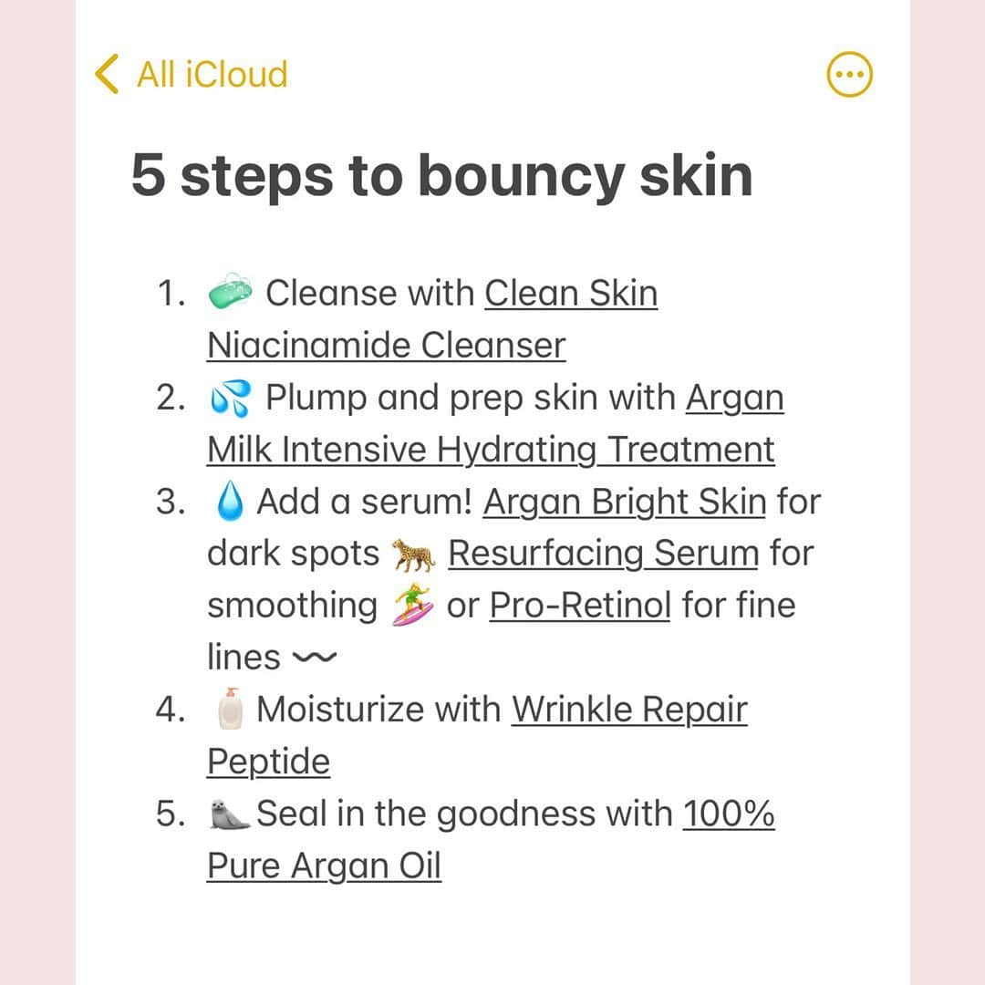 ジョジー・マランのインスタグラム：「Get bouncy skin in 🖐easy steps.  ⠀⠀⠀⠀⠀⠀⠀⠀⠀ Have questions about your Argan-powered ritual? Drop them below!」