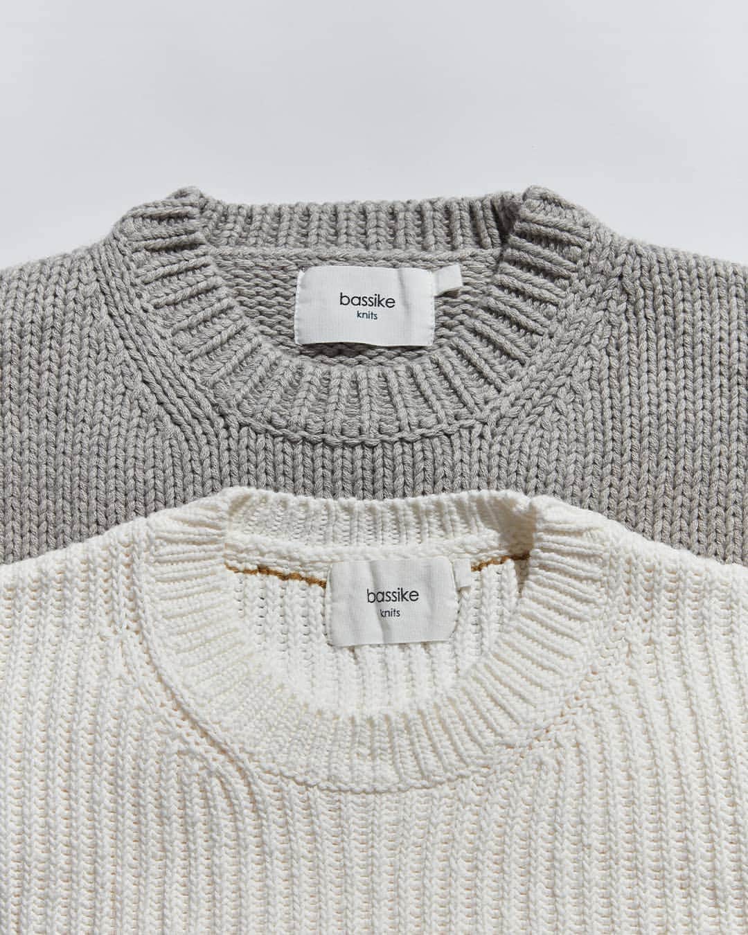 ベイシークのインスタグラム：「off-duty essentials. the chunky crew neck knit and ribbed oversized crew knit. ​ discover ​new season knitwear in-store and online at bassike.com.  #bassike」