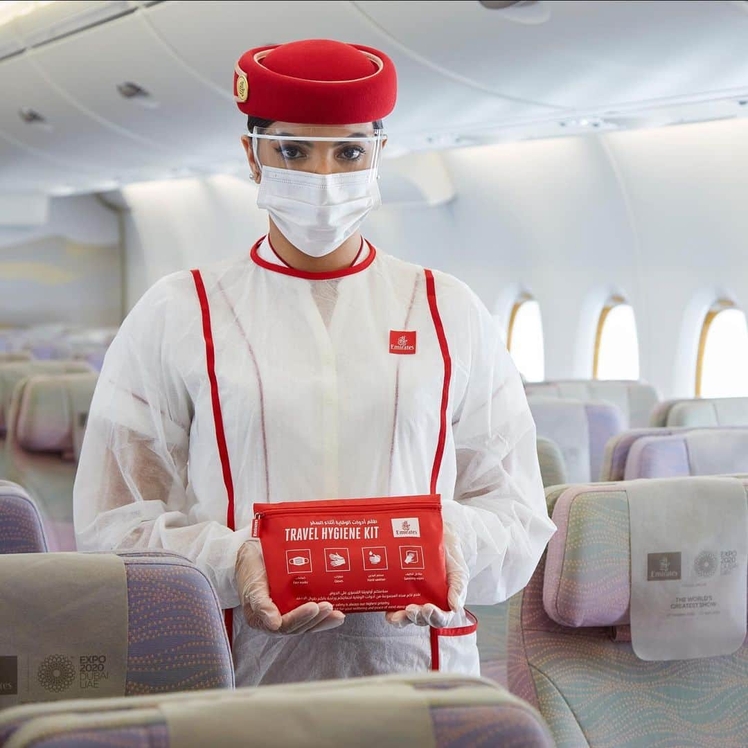 エミレーツ航空さんのインスタグラム写真 - (エミレーツ航空Instagram)「Maintaining strict levels of hygiene on your flight is our top priority.  Before every trip, our aircraft go through an enhanced cleaning and disinfection process. On board, we’ve made a few changes to maintain strict levels of hygiene and safety.  If you’re flying into Dubai, we’ll give you a hygiene kit on board containing a mask and hand sanitiser. Our lavatories are frequently disinfected. If the flight is longer than 1 hour 30 minutes, we have added a cabin service assistant dedicated to cleaning the lavatories.  Advanced HEPA cabin air filters fitted on all our aircraft filter out dust, allergens and microbes from the air recirculated into the cabin and flight deck, providing a safer, healthier and more comfortable environment for the passengers and crew.   Visit the link in our bio to learn more about our health and safety measures at every step of the travel journey.  #FlySaferWithEmirates #FlyEmiratesFlyBetter #EmiratesAirline」2月19日 0時02分 - emirates