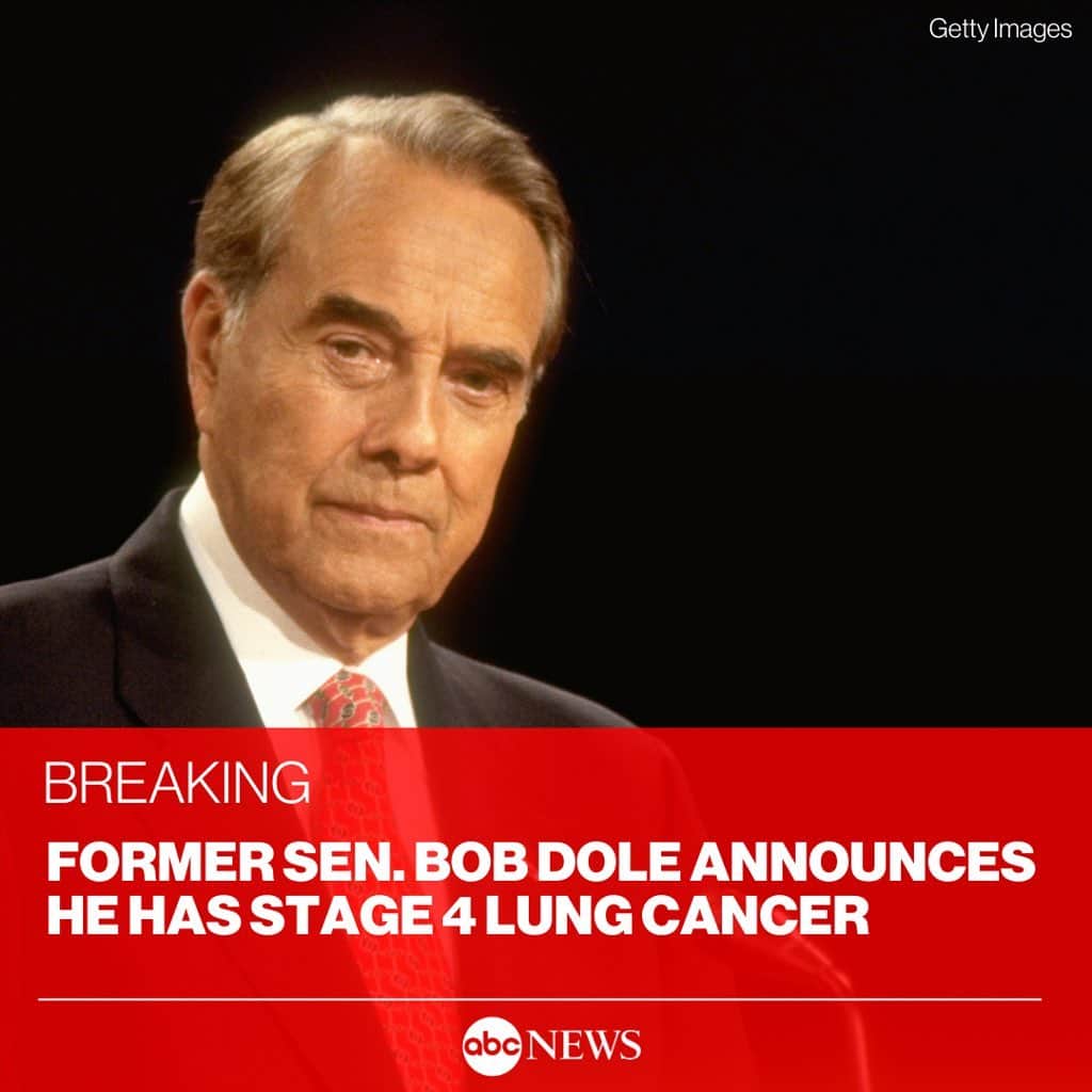 ABC Newsさんのインスタグラム写真 - (ABC NewsInstagram)「Former Sen. Bob Dole announces that he has been diagnosed with stage 4 lung cancer. READ MORE AT LINK IN BIO.」2月19日 1時03分 - abcnews