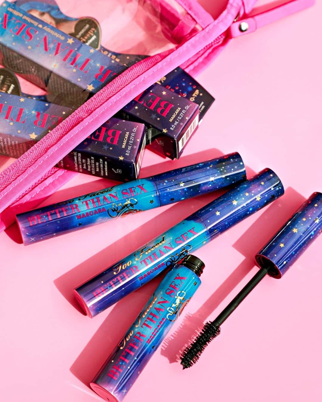 Too Facedのインスタグラム：「How BLUEtiful is our Better Than Sex Mascara in new, limited-edition packaging designed by social superstar @chrisspy 😍 Tag a BFF who would love this design! #betterthansex #toofaced」