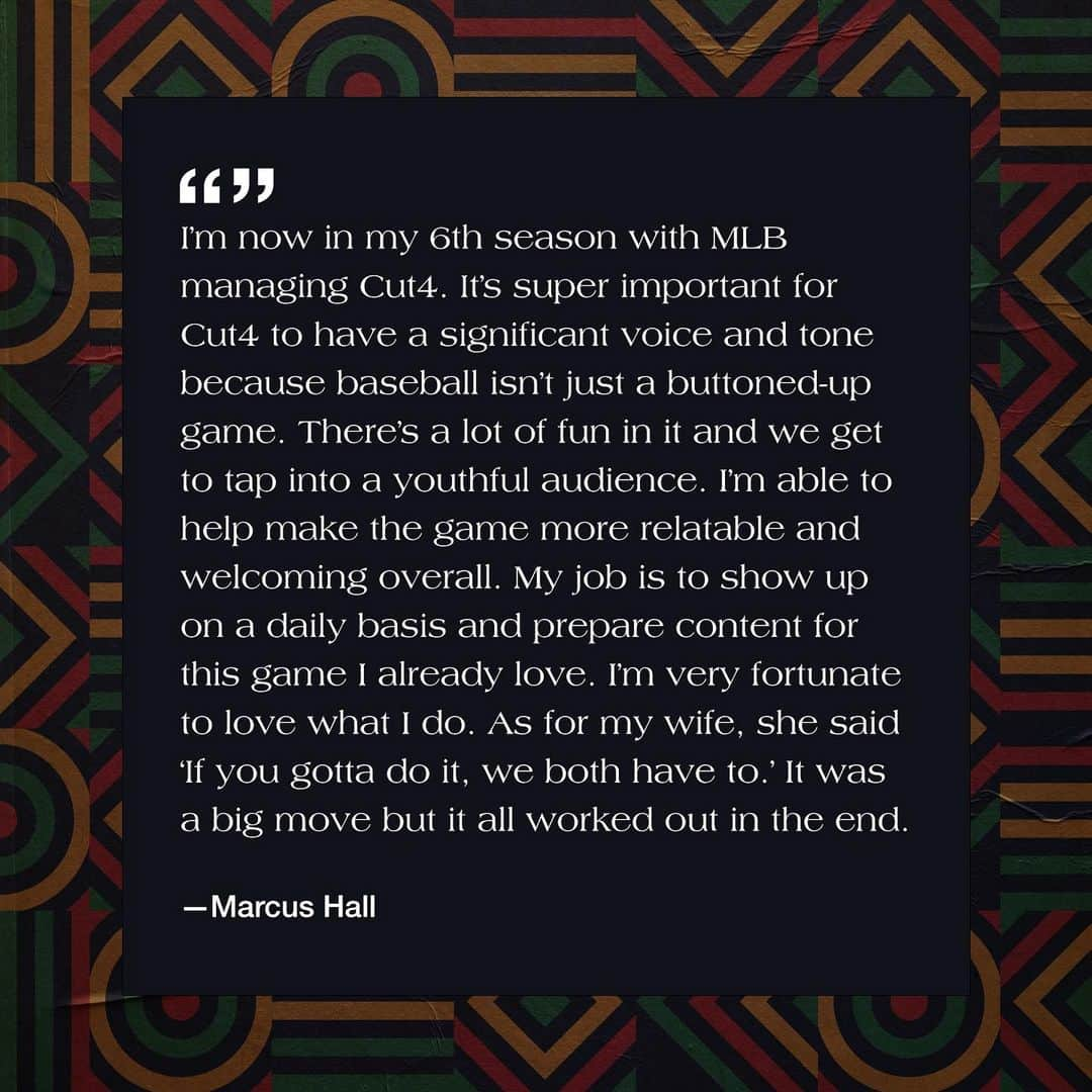 MLBさんのインスタグラム写真 - (MLBInstagram)「This #BlackHistoryMonth, MLB is showcasing the voices of our Black employees to give fans a look into the diverse talent working behind the scenes. Meet Marcus Hall, the manager of one of the best social accounts in baseball, @mlbcut4. #BehindBaseball」2月19日 1時35分 - mlb