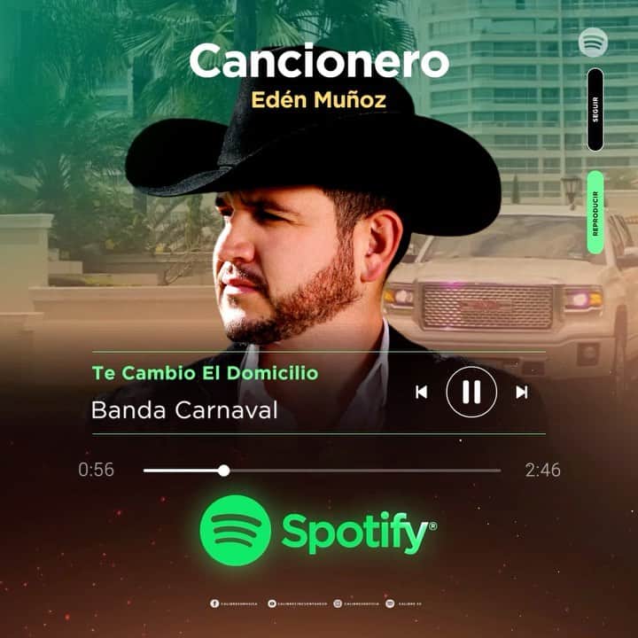 エデン・ムーニョのインスタグラム：「Gracias por la confianza en mis letras a mis amigos #BandaCarnaval vayan a mi playlist oficial de #Spotify #cancioneroedenmuñoz」
