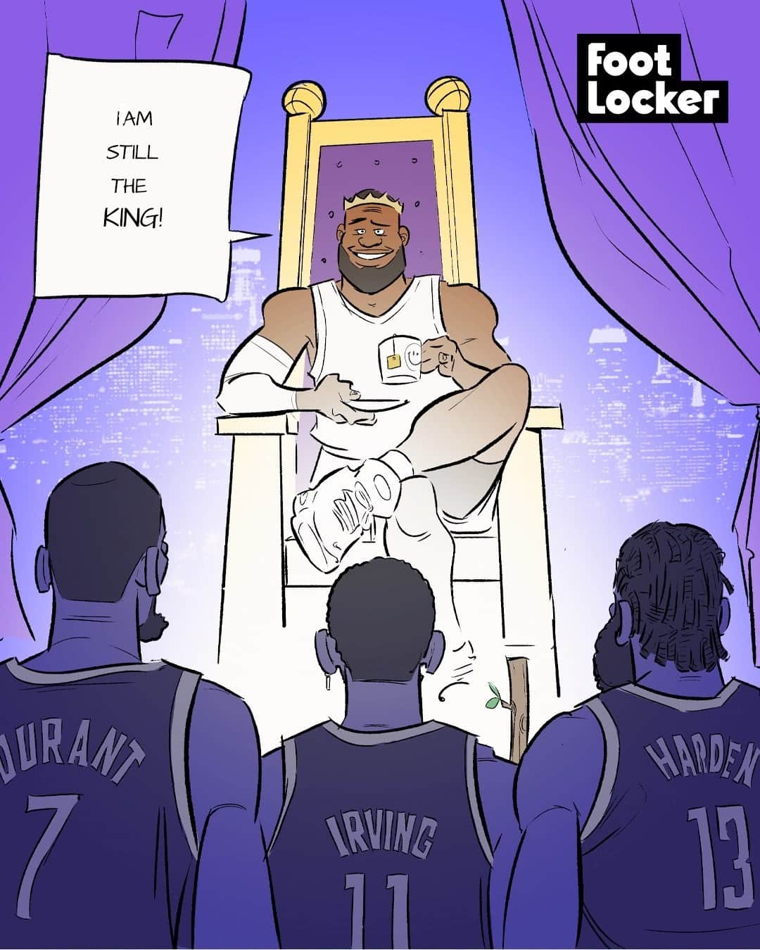 Foot Lockerのインスタグラム：「Lakers and Nets match up for the 1st time this season! Who you got?  🎨  by @karmoruu」