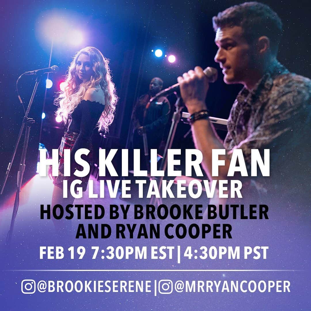 ブルック・バトラーのインスタグラム：「Tomorrow! I’ll be going live on @lifetimemovies with @mrryancooper before the premiere of #HisKillerFan! Join us!」