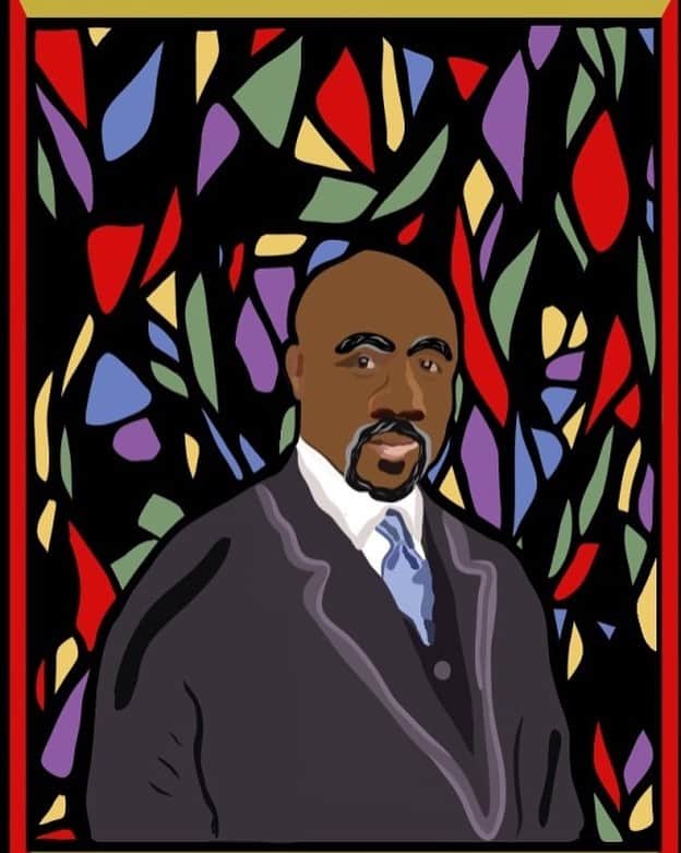 のインスタグラム：「From preaching at Dr. Martin Luther King Jr.s pulpit, to trailblazing in Georgia's senate, today we celebrate Reverend Dr. Raphael Warnock.   Portrait by tumblr Creatrs bebriscoe」