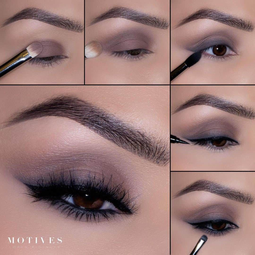 Motives Cosmeticsさんのインスタグラム写真 - (Motives CosmeticsInstagram)「A neutral smokey eye tutorial using the @thalia X Motives BESOS Palette to feed your sexy soul. 🖤 Tap to shop the look.    1️⃣ Begin by applying “Wink 2” with a flat brush onto entire lid 2️⃣ Using a fluffy brush and a bit more of “Wink 2” blend into the crease  3️⃣ Using “Wink 1” apply onto lash line as if applying a wing liner 4️⃣ Line lash line with the “Precisely The Point Eye Line” 5️⃣ Line the water line with “LBD” Gel Liner and smudge out using “Wink 1” followed by “Wink 2” to soften the edges     #Thalia #makeuptutorial #smokeyeye #eyemakeuptutorial #eyemakeup #liquidliner #eyeshadow」2月19日 3時32分 - motivescosmetics