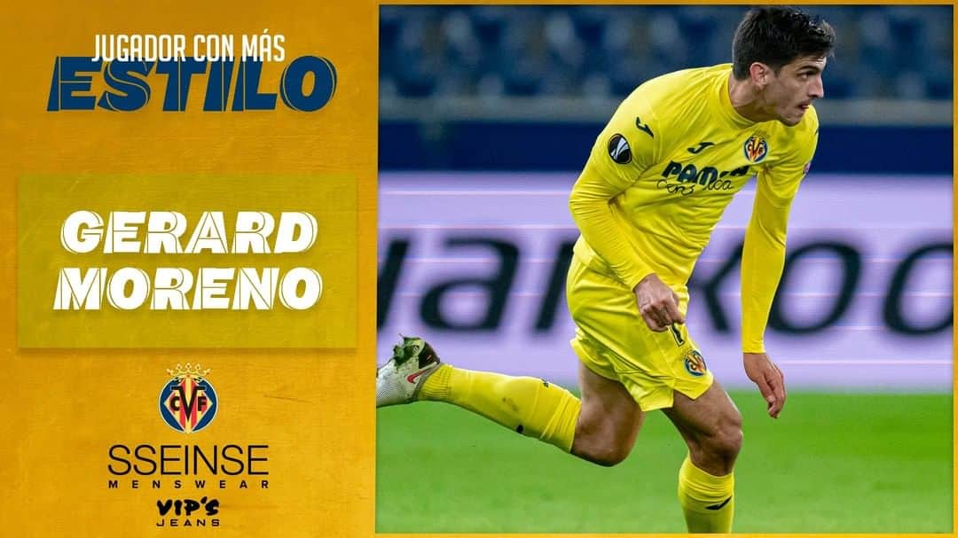 のインスタグラム：「Y el premio @vips_jeans & @sseinse al Jugador con Más Estilo de hoy es para... ¡@gerard_moreno!   El punta amarillo, además de marcarse un partidazo, ha realizado dos grandes asistencias que han supuesto los dos tantos del Villarreal.  The @vips_jeans_ and @sseinse award for the Most Stylish player today goes to @gerard_moreno!  The Yellows striker, as well as having a great game in general, assisted the two Villarreal goals.  #futbol #soccer #football #UEL #europaleague」