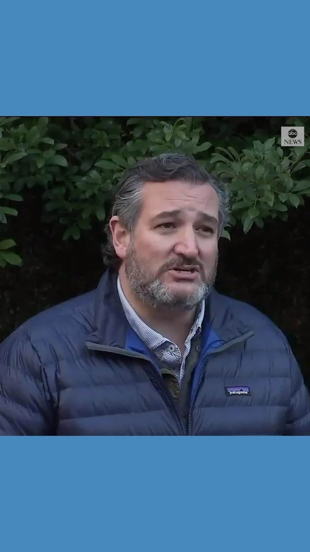 のインスタグラム：「Sen. Ted Cruz returned to Texas a day after flying to Mexico with his family as his state reels from a historic storm that has left hundreds of thousands of people without power. https://abcn.ws/3pGRiXv」