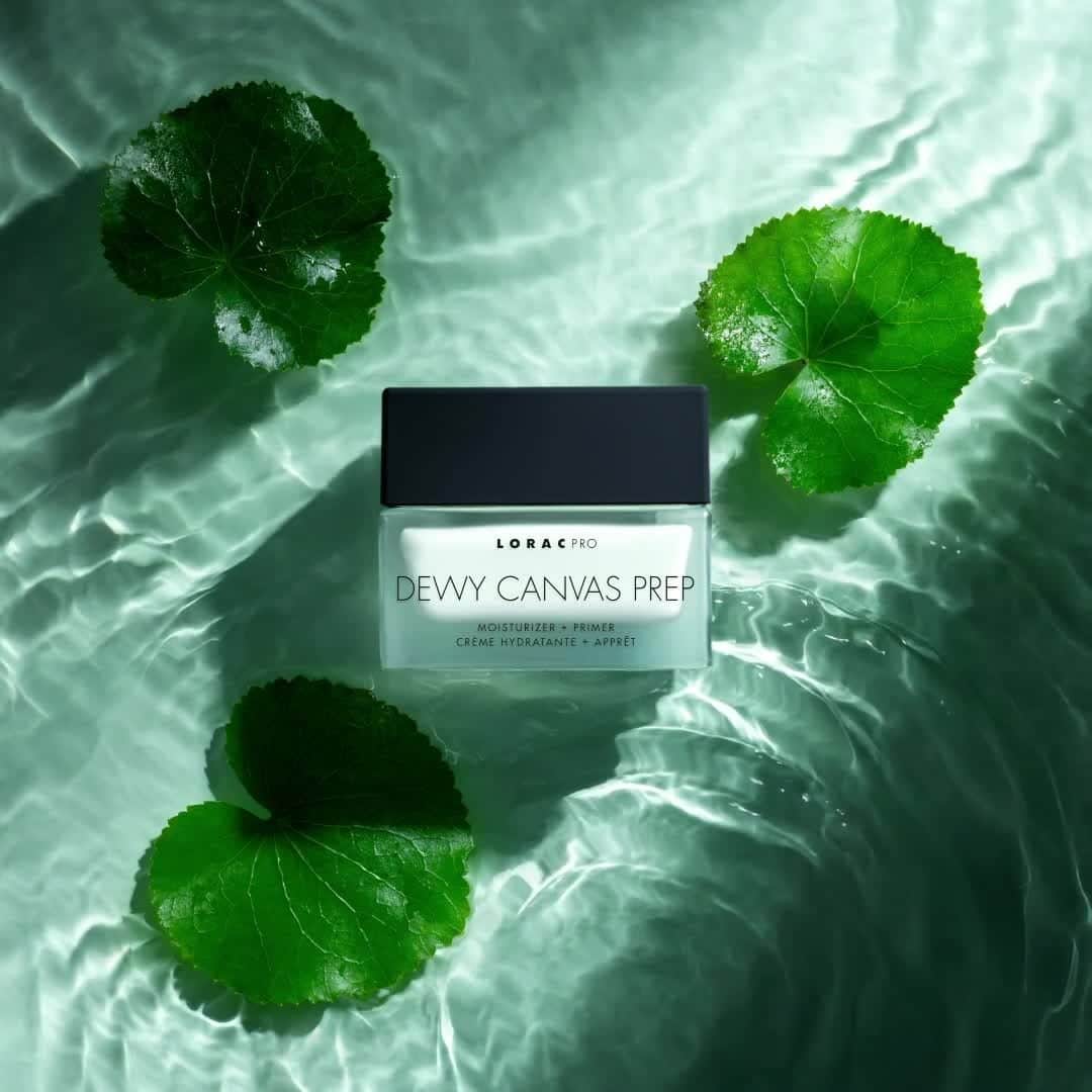 LORACのインスタグラム：「Submerge into a tranquil glow💧introducing our ✨BRAND NEW✨ DEWY CANVAS PREP Moisturizer + Primer: an antioxidant rich, lightweight gel-cream moisturizer transforms skin into an airbrushed canvas with a dewy radiance. Infused with ✨Shea Butter ✨Squalane ✨Glycerin along with ✨Sodium Hyaluronate ✨Lotus Flower ✨Matcha Green Tea & ✨Jade Mineral Powder to nourish & prep the skin reducing the appearance of lines and wrinkles, all while balancing and neutralizing tone!   Available NOW for $35 on LORAC.com & coming soon to ULTA.com!  Art Direction @thechrissaltzman Photo @_ashley_crichton_ Styling @amy.lipnis  #LORAC #LORACCosmetics @ultabeauty」