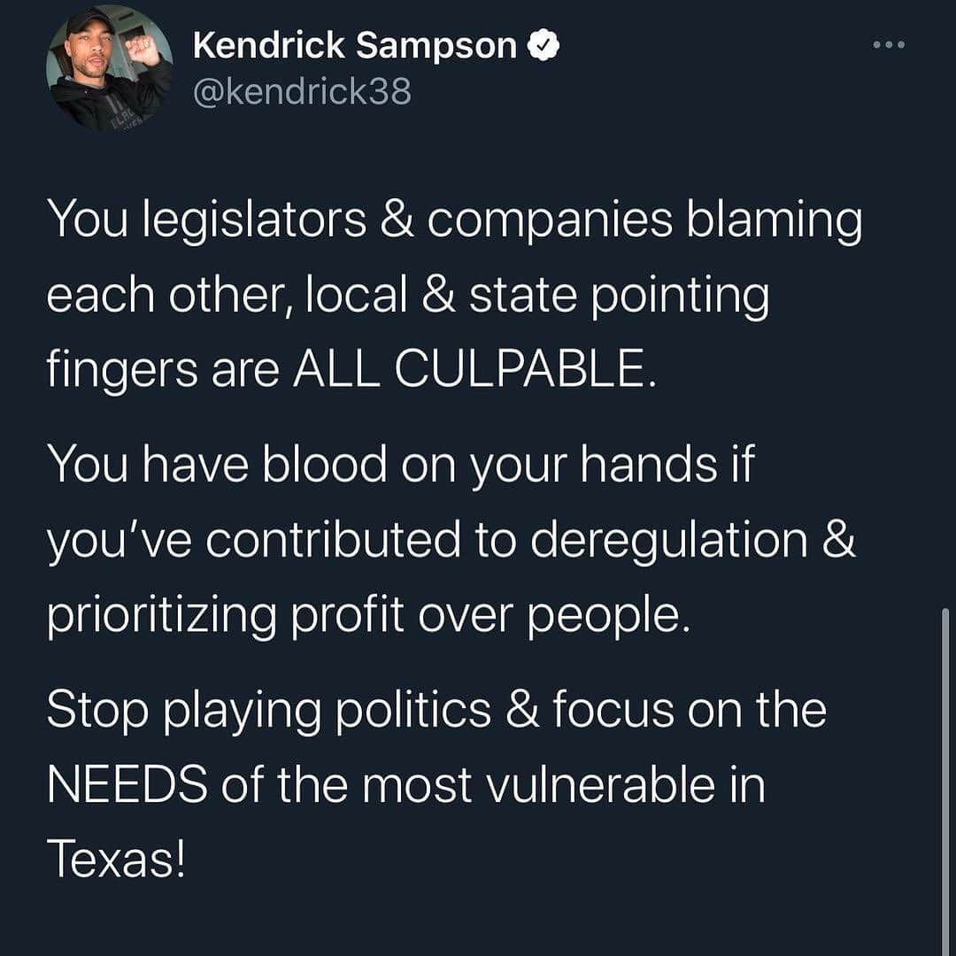 アリミ・バラードさんのインスタグラム写真 - (アリミ・バラードInstagram)「FAMILY!!! This is serious. Please read share. 🙏  #Repost from @kendrick38  Swipe for a primer on what’s happening in Texas (broken down in the last few slides). 👊🏽🤬 Been tracking this closely and checking in and praying for my people in Texas esp the most vulnerable.  Also, gathering information for where to donate water, people need water, and supplies.  Stay tuned. Will post in my stories.」2月19日 4時02分 - alimiballard