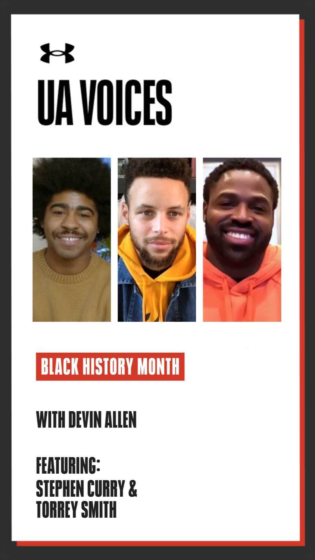 Under Armourのインスタグラム：「Watch Baltimore artist, community leader and UA photographer Devin Allen (@bydvnlln) hold court with Stephen Curry (@stephencurry30) and Torrey Smith (@torreysmithwr) as they discuss their communities and the intersection of sport and creativity in celebration of Black History Month. Music by @johntylersounds.」