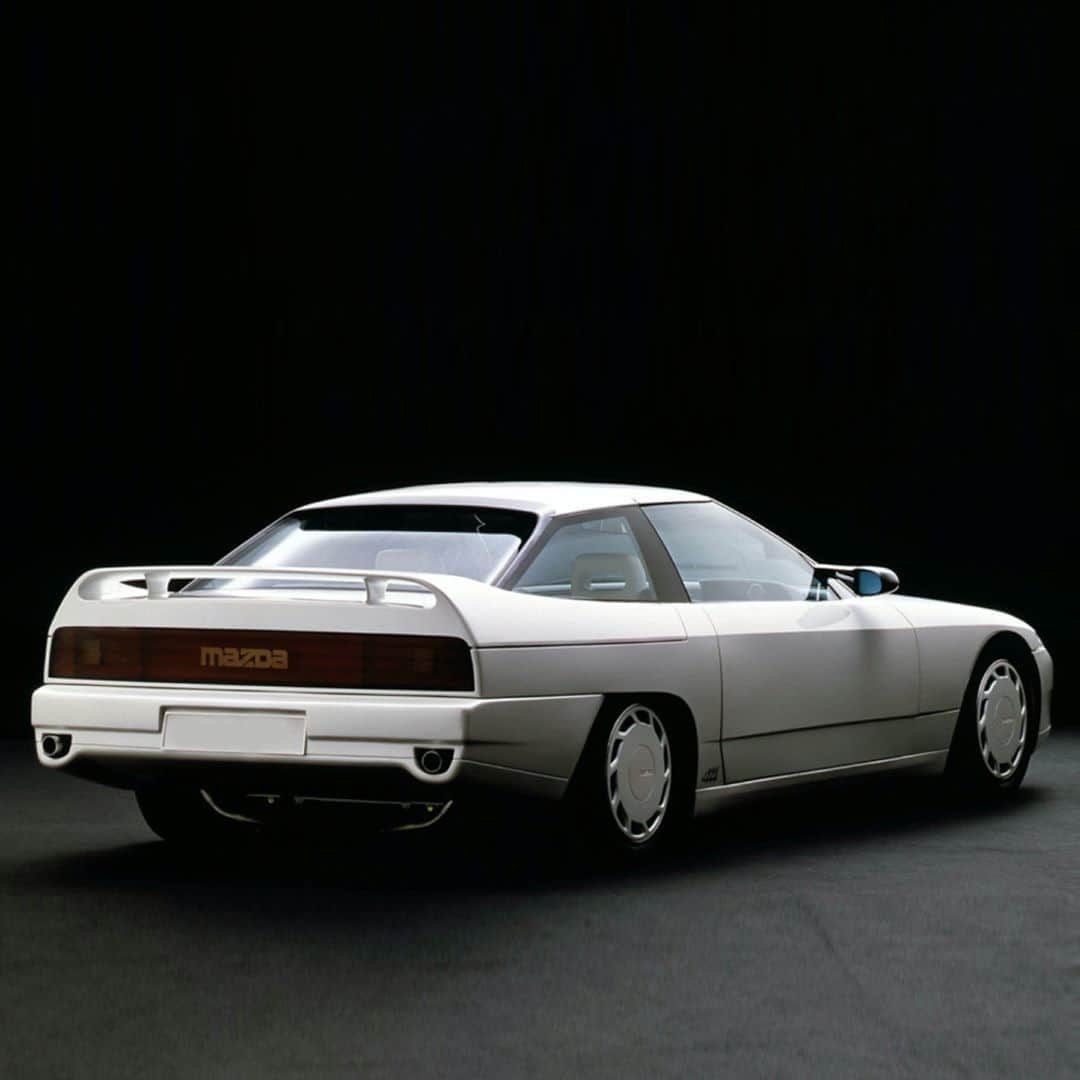 MAZDA Canadaのインスタグラム：「Mazda threw the kitchen sink at this 1985 concept vehicle, which boasted a huge spec and enticing list of innovations. The four-seat coupe featured four-wheel drive, a triple-rotor 315hp engine, four-wheel steering, a head-up display and an aircraft yoke steering column, instead of a regular wheel. #namethatMazda #throwbackthursday #mazdastories」