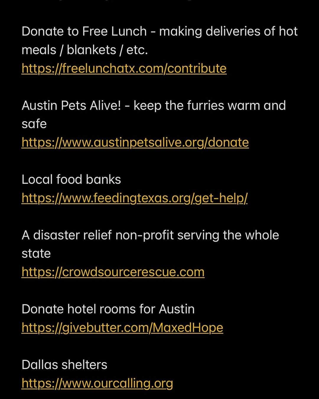 マシュー・カマのインスタグラム：「Resources to help our friends in Texas ❤️」