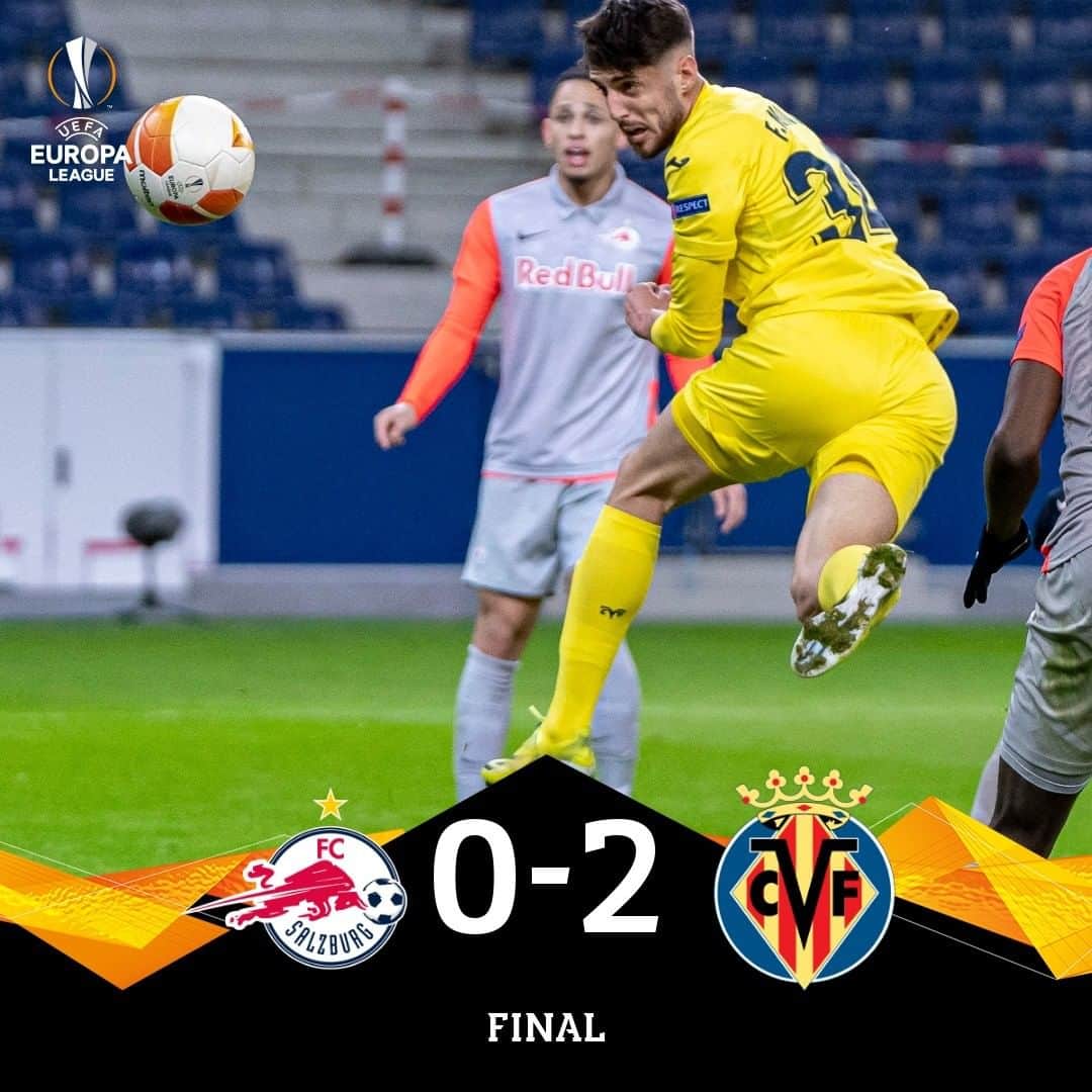 のインスタグラム：「¡Y FINAL! ¡Final en el Salzburg Arena!   ¡El #Villarreal suma un importantísimo triunfo en la ida de los dieciseisavos de final y toma ventaja gracias a los goles de @paco93alcacer y @ferni_9!  ¡VAAAAAAMOOOOOS 💪💪💪💪!  FULL-TIME at the Salzburg Arena!  #Villarreal get an important win in the Round of 32 and take advantage in the tie thanks to the goals from @paco93alcacer and @ferni_9!  GET IN THERE 💪💪💪!  #futbol #soccer #football #UEL #europaleague」