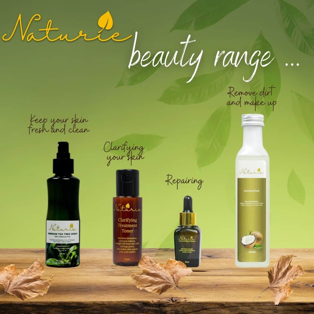 ナチュリエのインスタグラム：「Naturie has a complete range of skincare beauty products, handcrafted and formulated naturally and organically just for you.  1. Naturie Premium Tea Tree Spray act to freshen and always keep your skin clean. 2. Naturie Clarifying Treatment Toner removes dead skin so your skin looks radiant. 3. Naturie Advanced Repair Serum to repair your skin from inside out 4. Naturie Premium Virgin Coconut Oil to remove dirt, oil and impurities from your skin.  These skincare range is so gentle, so light and is recommended for most skin types (oily, combination, normal, and dry).  Naturie range is perfect for those who appreciate their skin.」