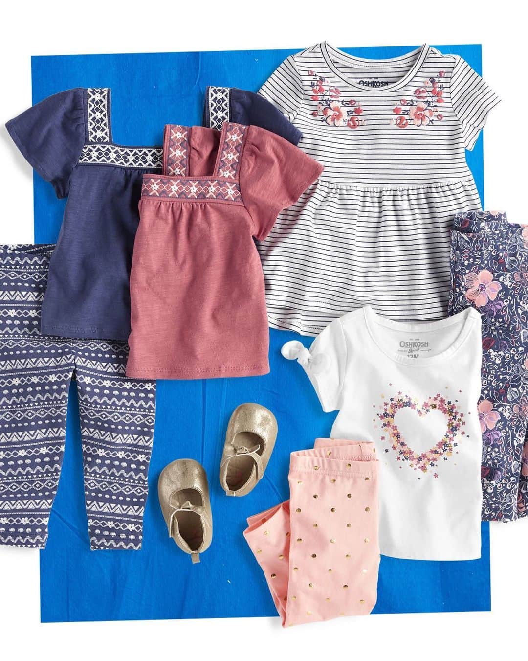 オシュコシュのインスタグラム：「Mix, match and take your pick! New tunics and leggings are here with bunches of details and endless style options this season.」