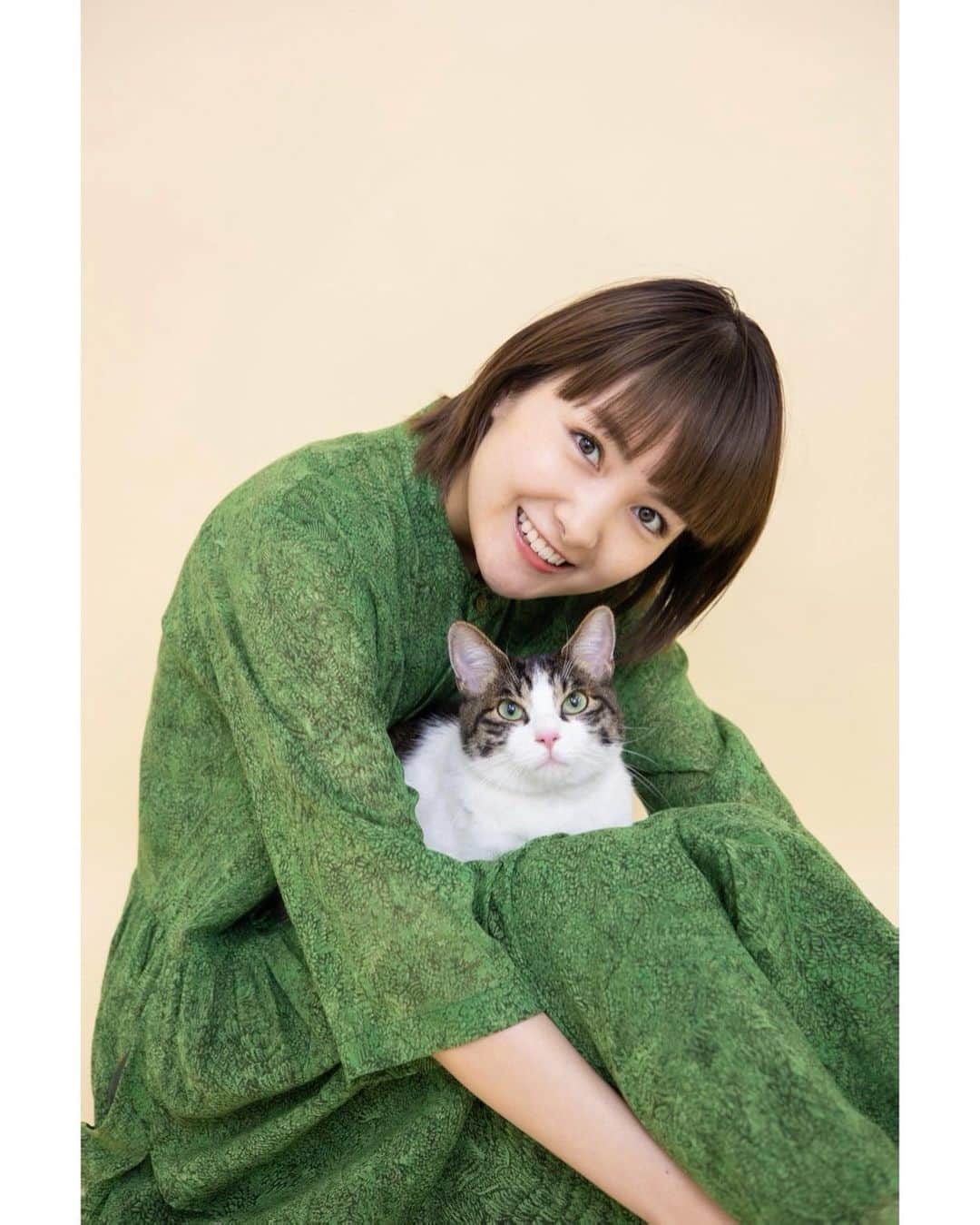 葵わかなさんのインスタグラム写真 - (葵わかなInstagram)「ザ・テレビニャン  愛猫、梅吉と撮影してもらいました✨  きゃー、本当にありがとうございます笑  梅ちゃん可愛すぎる…  緑のワンピースと梅ちゃんの緑の目の色がぴったりだぜ…  計算済みです笑  2月22日は猫の日！  ぜひお手に取ってみてくださいね☺️  #猫#梅吉」2月19日 11時57分 - aoiwakana0630