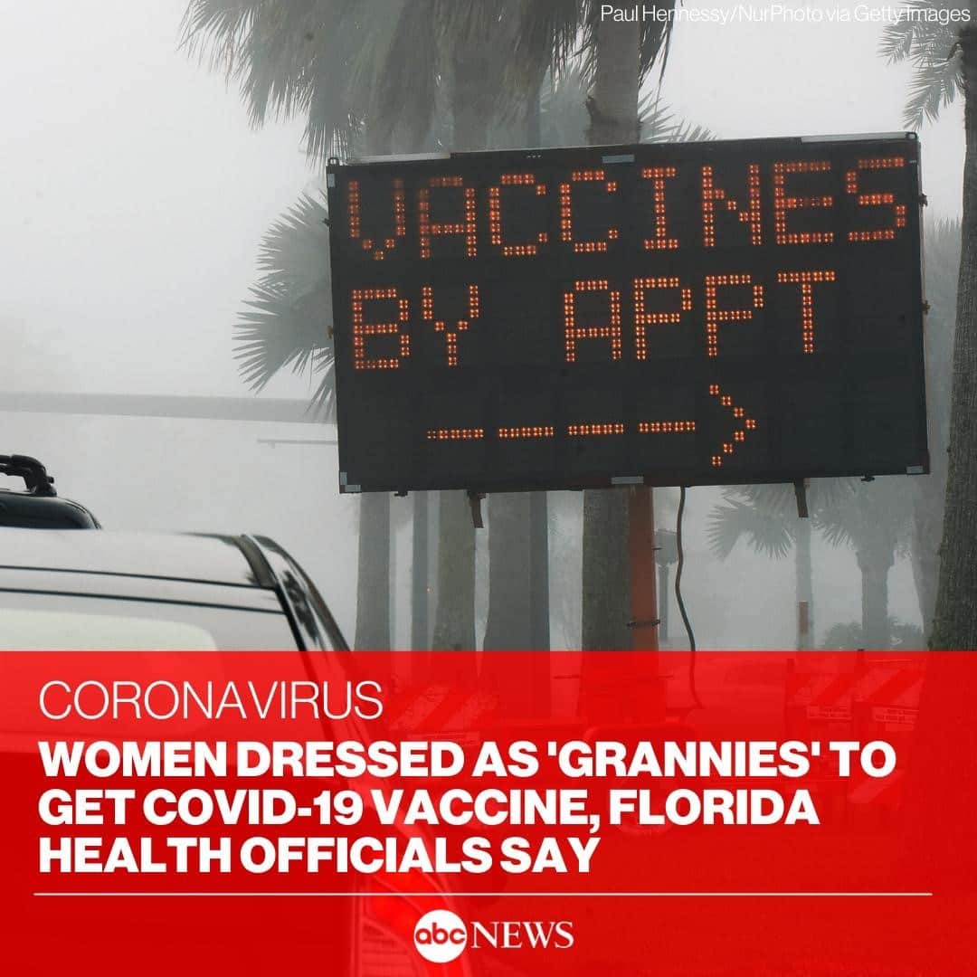 のインスタグラム：「Florida health officials say two women disguised themselves as "grannies" — wearing with bonnets, gloves and glasses — in a failed attempt to get a second dose of the COVID-19 vaccine. MORE AT LINK IN BIO.」