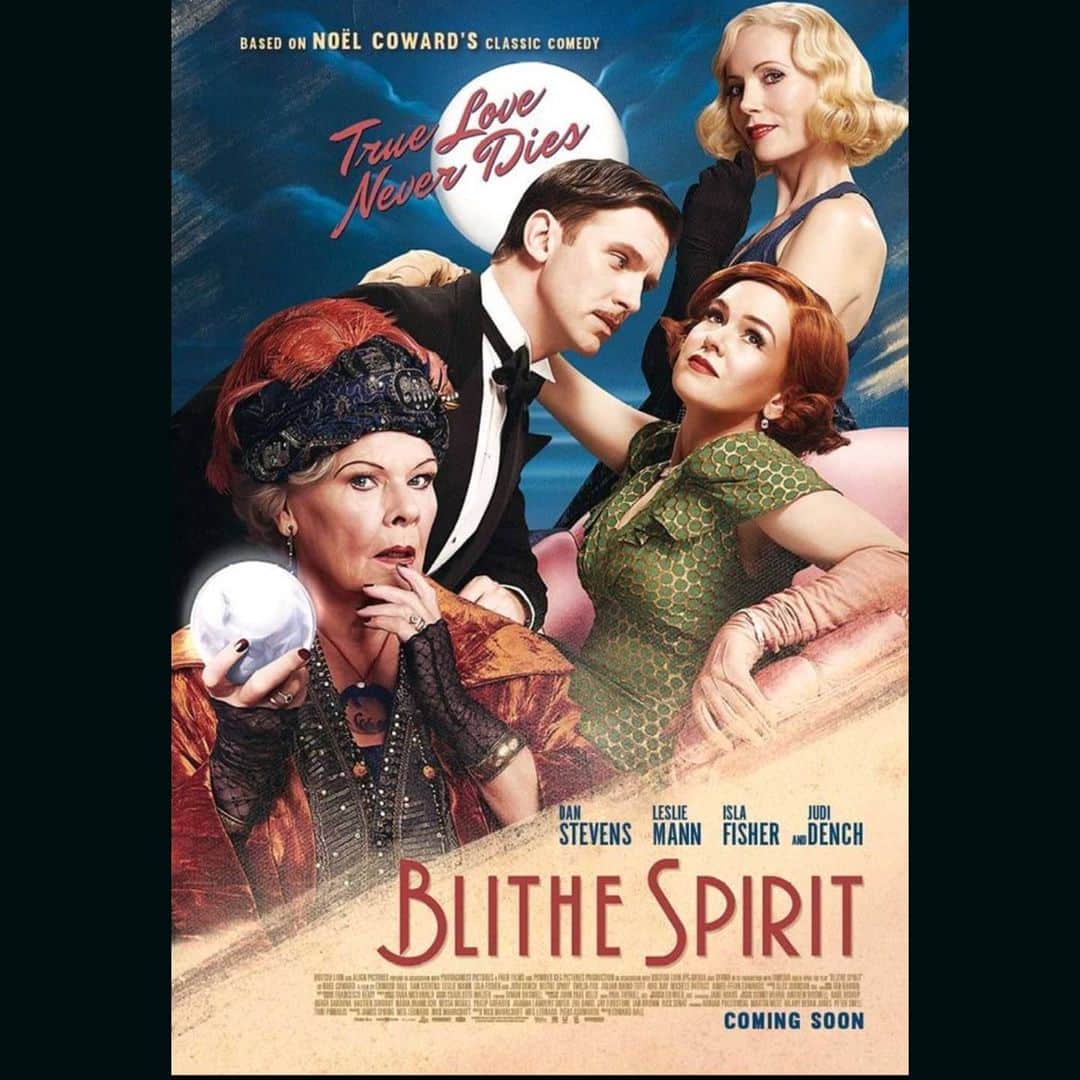 ダン・スティーヴンスのインスタグラム：「Blithe Spirit is out today! 👻🍸🔮 Starring Judi Dench, @lesliemann, @islafisher and this loon. blithespiritmovie.com」