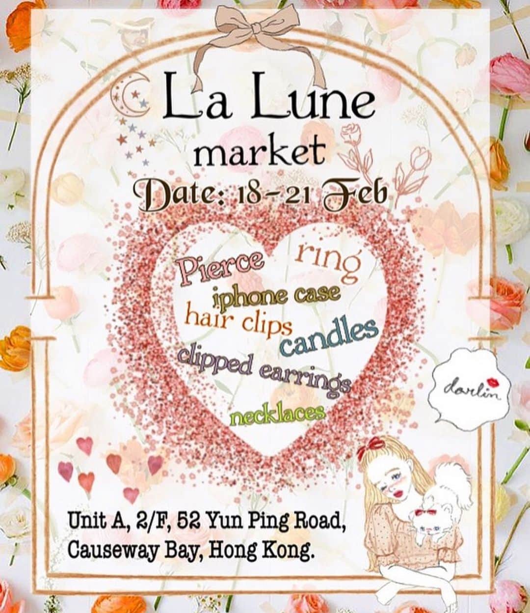 Fleur Fleurのインスタグラム：「［Lalune 飾物市集第三日］ 最後兩日😘😘😘 呢幾日大家嘅反應都非常之踴躍🙈🙌🏻🙌🏻🙌🏻 星期五晚我哋完全忙到爆啊 喺度多謝大家嘅支持💗💗💗  我哋仲有好多好多新貨 喺星期六日最後呢兩日展出🍒✨✨✨  首先放晒所有chou chou fleur 嘅新作俾大家睇 如果呢個星期六日黎銅鑼灣 記得安排買一個行日本🇯🇵飾物市集嘅節目呀 我哋喺：銅鑼灣恩平道52號2樓A室（希慎廣場只需要步行1分鐘） 星期六營業時間： 下午一點到九點 星期日營業時間： 下午一點到九點  希望見到你哋啦！好多靚靚飾物等緊大家🥰」