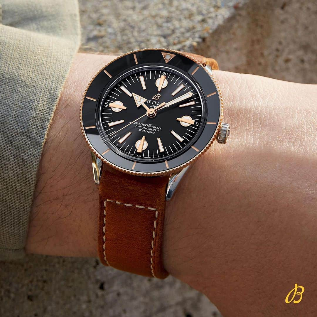 ブライトリングさんのインスタグラム写真 - (ブライトリングInstagram)「The striking steel and gold version of the Superocean Heritage '57 : a tribute to the original Breitling diving watch. .  #breitling #squadonamission #superoceanheritage #divingwatch #diver #surfing #gold #steel #inspiration #1960s #luxury #swissmade #watches」2月20日 2時34分 - breitling